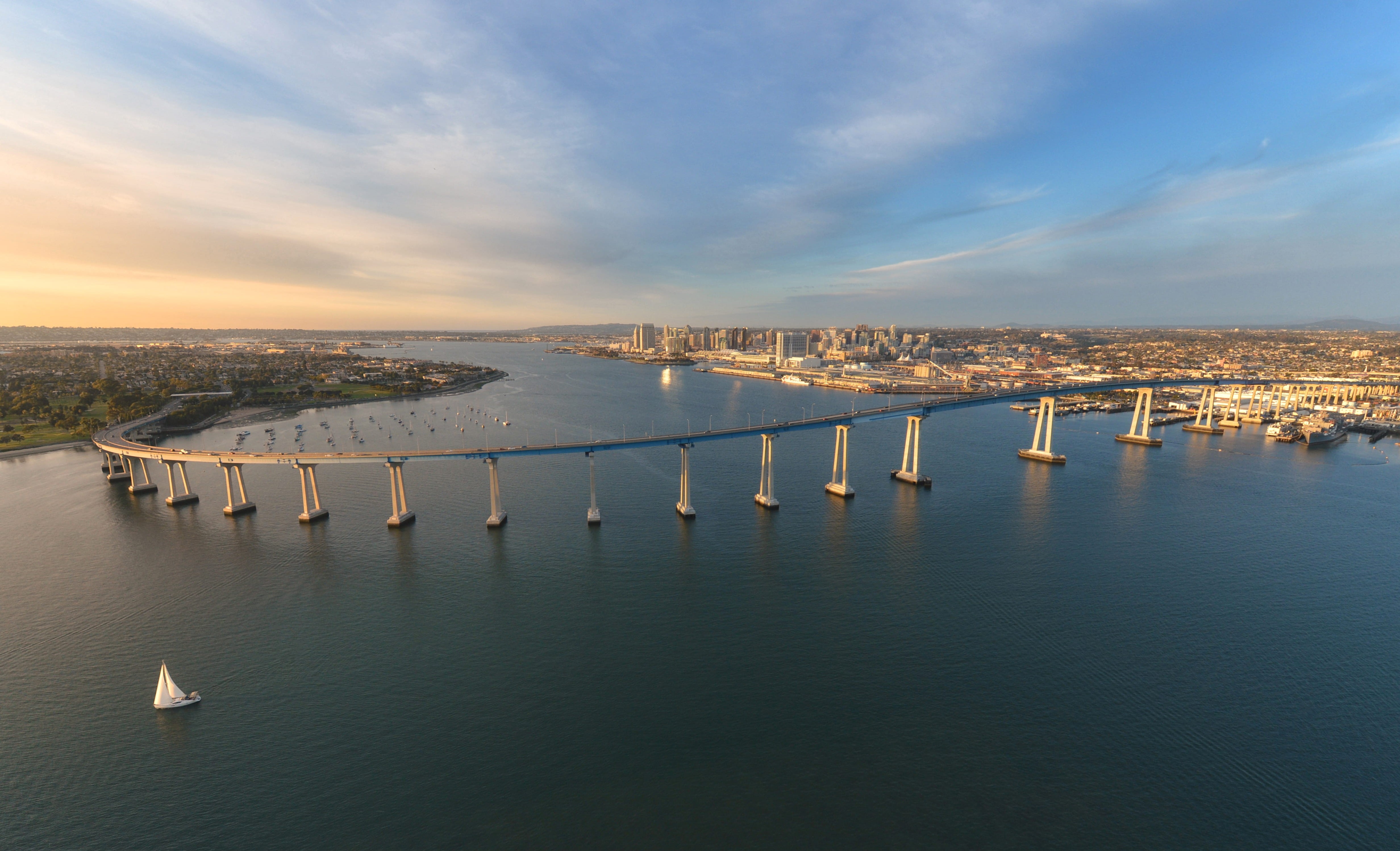 architecture, water, cloud - sky, transportation, waterfront, nautical vessel, coronado, 4K, building exterior, downtown, city, san diego, nature, beauty in nature, HD Wallpaper