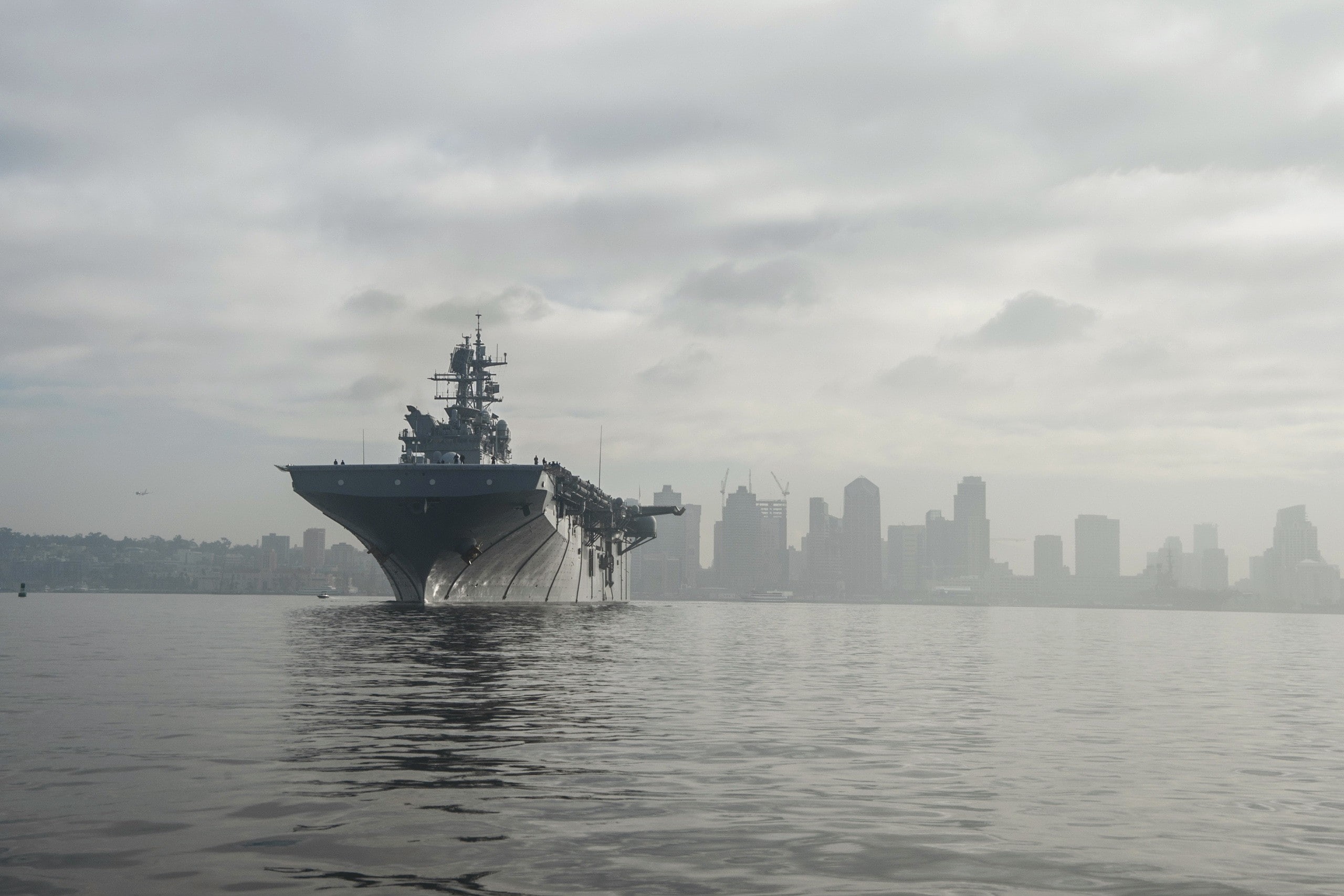built structure, ship, waterfront, cloud - sky, San Diego, nature, mode of transportation, travel, no people, beauty in nature, military, city, transportation, HD Wallpaper