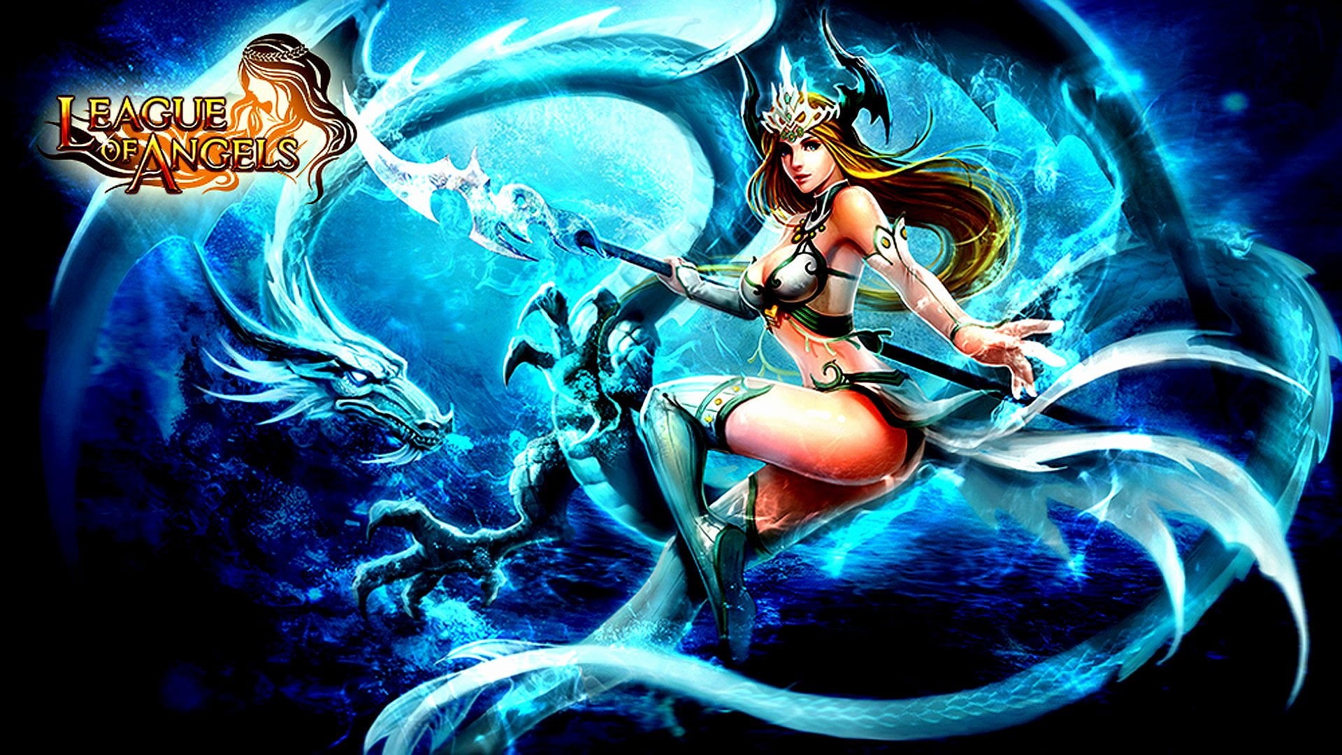 warrior, league, angel, online, mmo, rpg, angels, blue, fighting, fantasy, 1080P, dragon, action, loa, HD Wallpaper