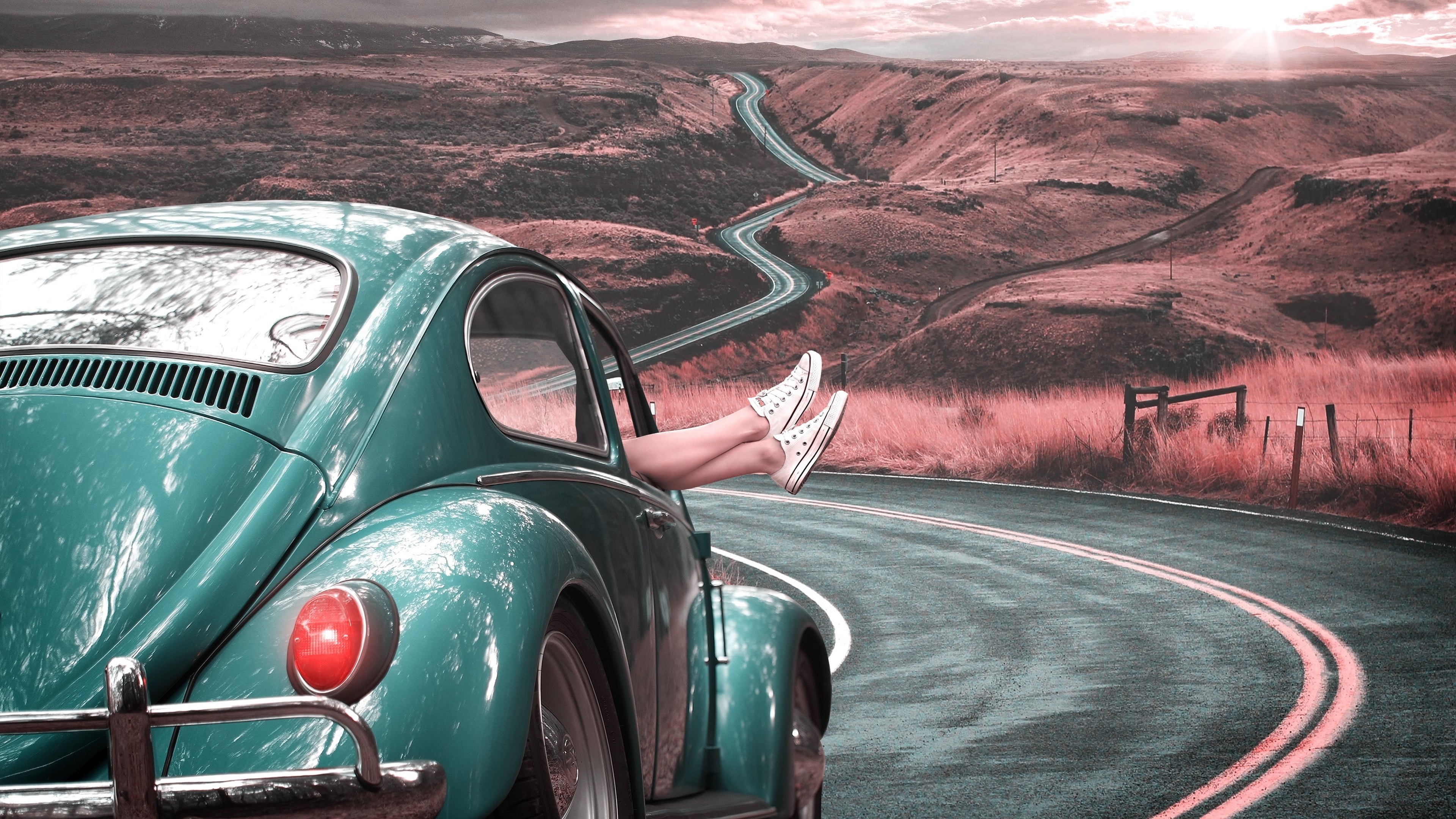 men, day, adult, driving, real people, road trip, transportation, human body part, motor vehicle, non-urban scene, lifestyles, road, volkswagen, vintage car, HD Wallpaper
