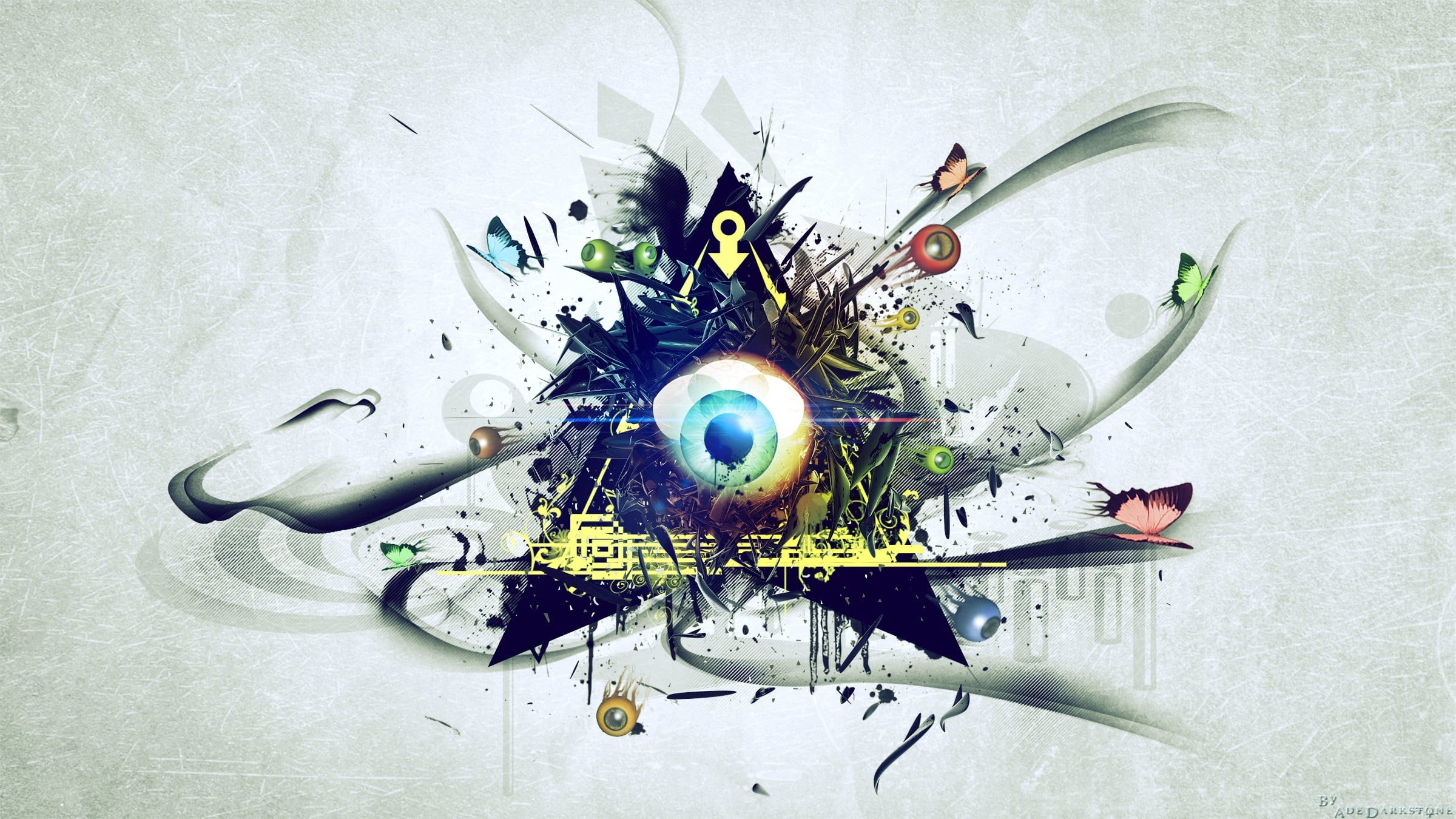 eye, indoors, digital, damaged, Illuminati, 1080P, nature, wall - building feature, broken, representation, close-up, high angle view, ruined, HD Wallpaper