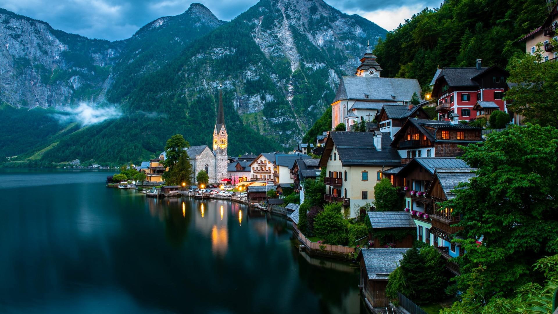 scenery, hallstatt, salzkammergut, 1080P, HD Wallpaper