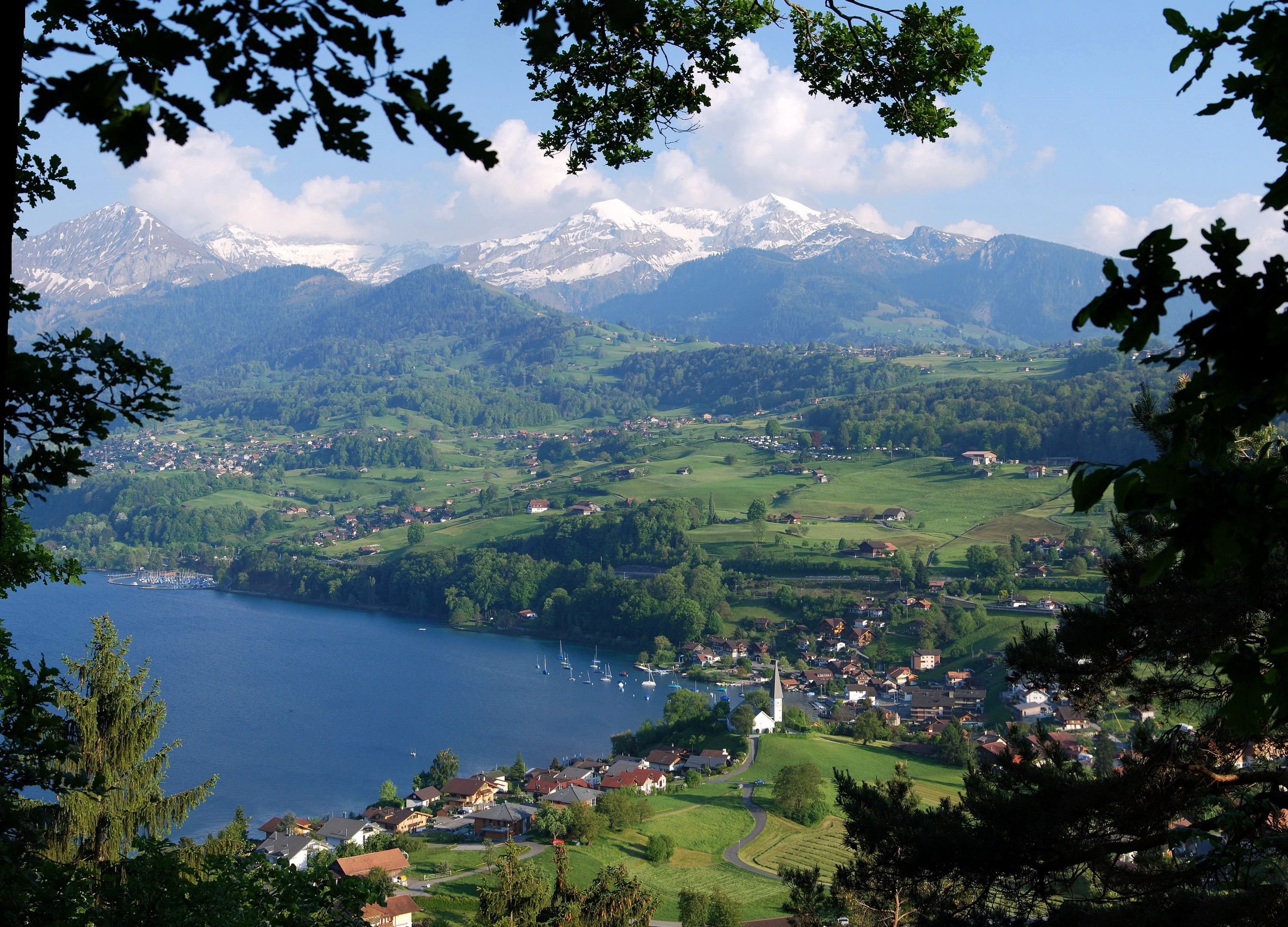 rural Scene, 2K, idyllic, summer, nature, travel, austria, beauty In Nature, sky, panoramic, mountain, tranquil scene, no people, townscape, scenics - nature, HD Wallpaper