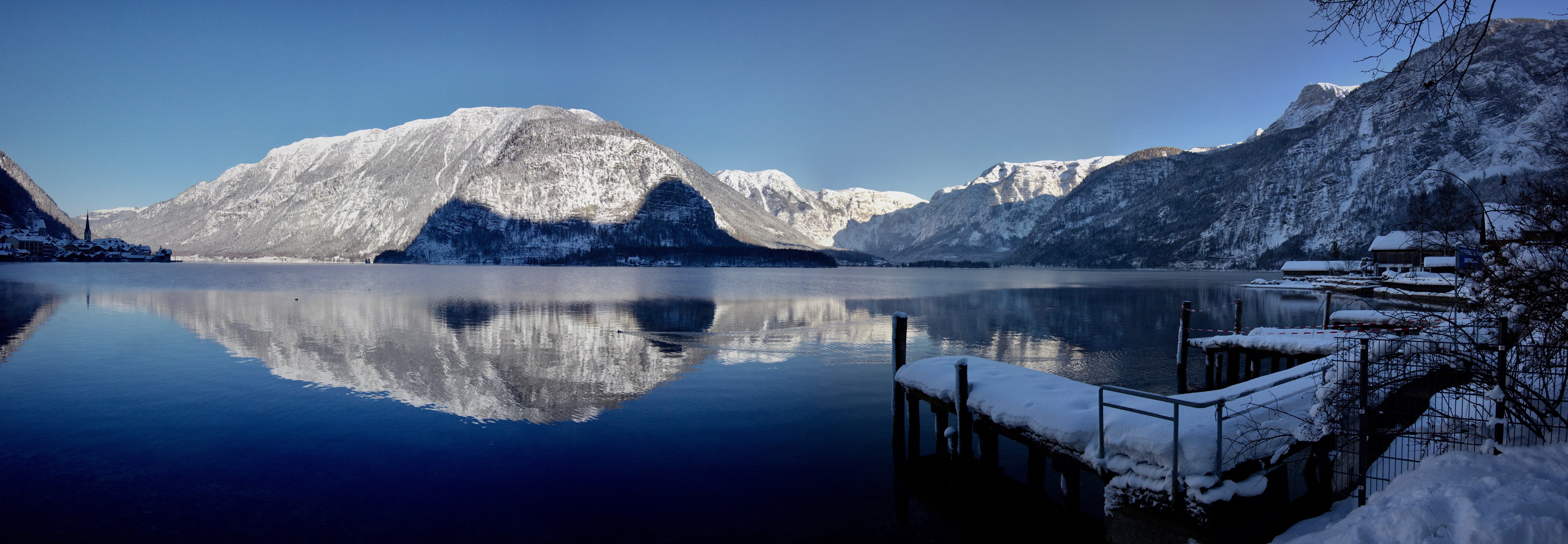 sky, mountain range, upper austria, outdoors, lake, no people, blue, mountain, cold temperature, tranquil scene, nature, landscape, 5K, hallstatt, beauty in nature, HD Wallpaper