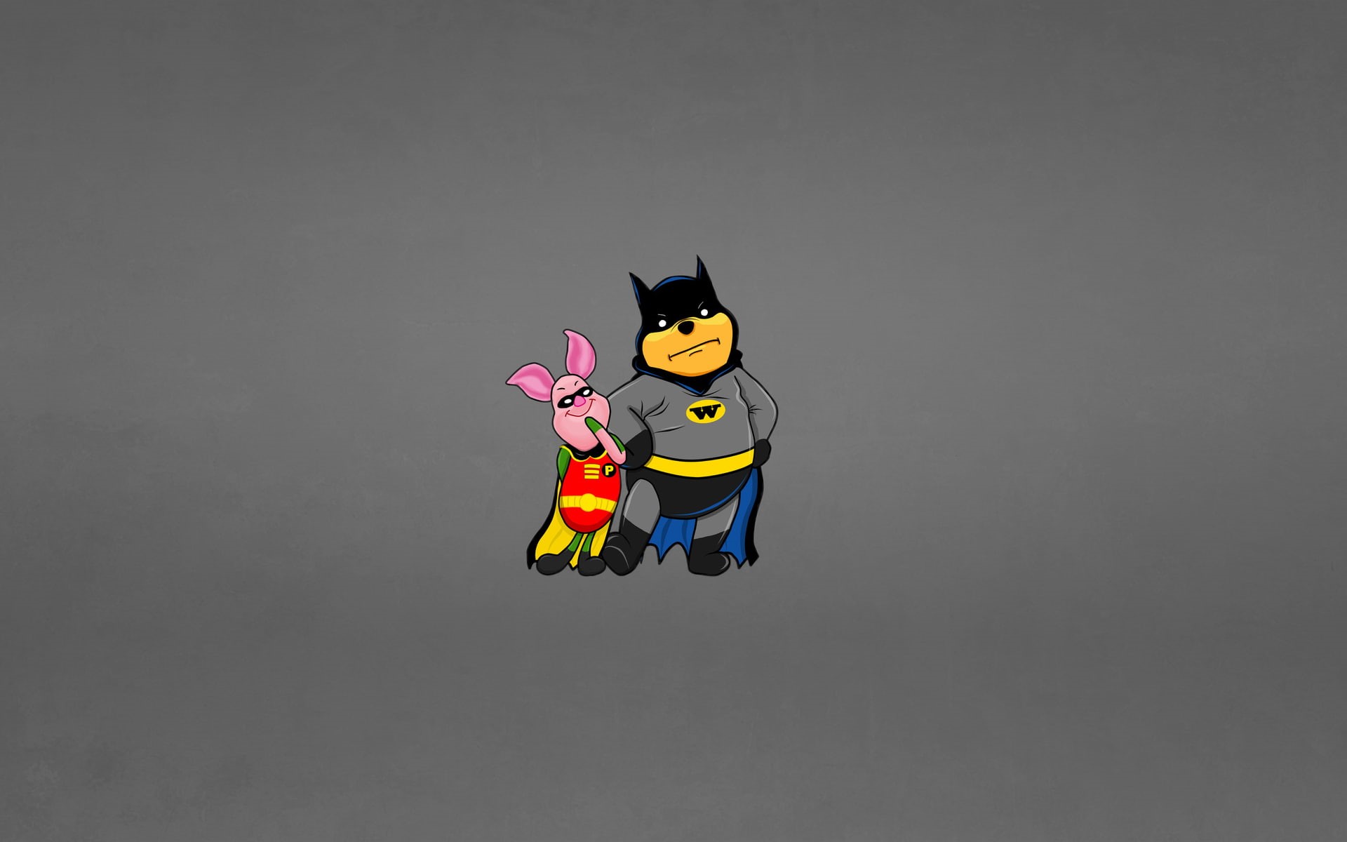 Winnie The Pooh, funny, copy space, gray, flying, Winnie-the-Pooh, studio shot, one person, high angle view, minimalism, unrecognizable person, motion, HD Wallpaper