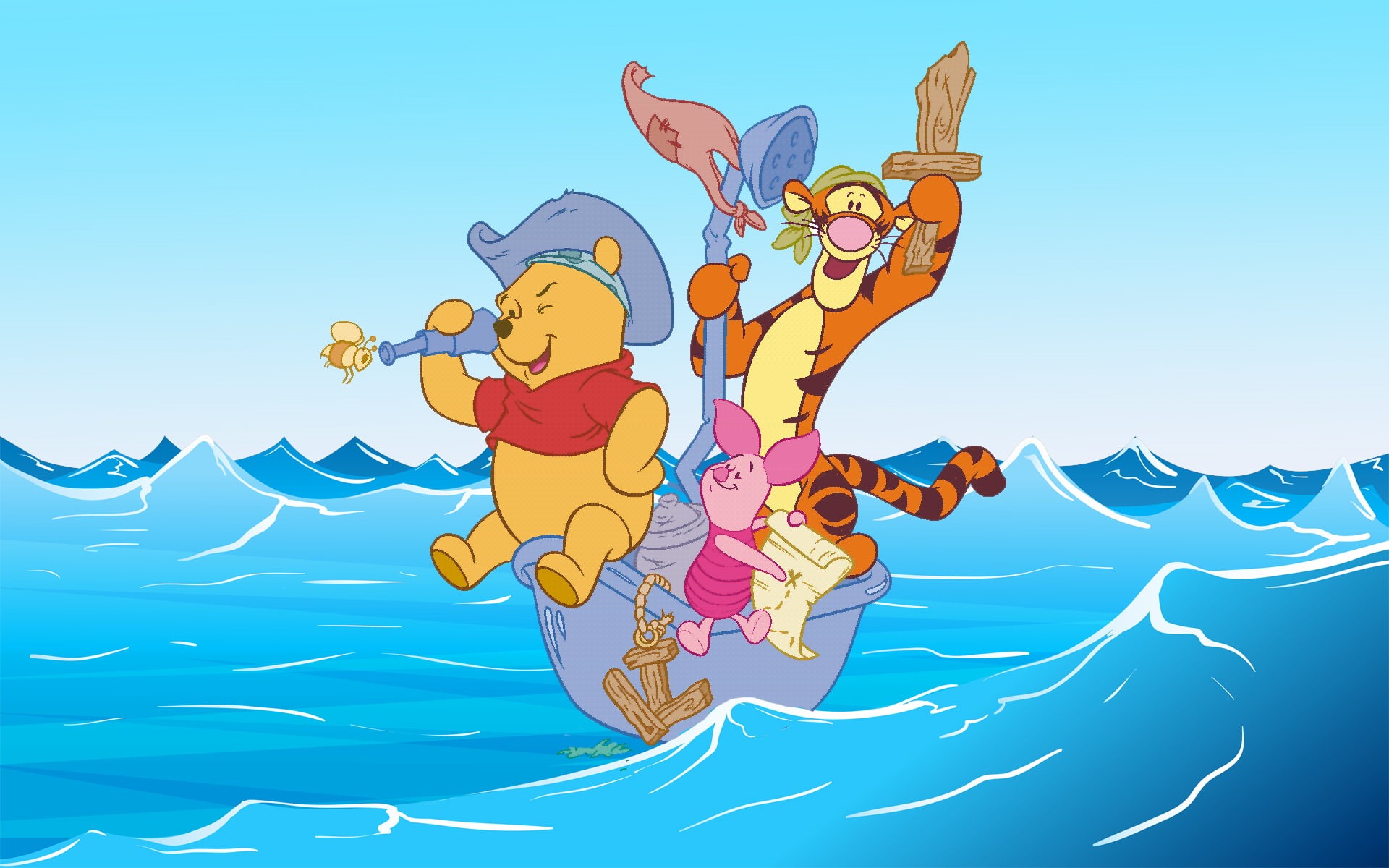 hd, pooh, 1080P, cartoon, desktop, tigger, looking, winnie, hidden, piglet, treasure, HD Wallpaper