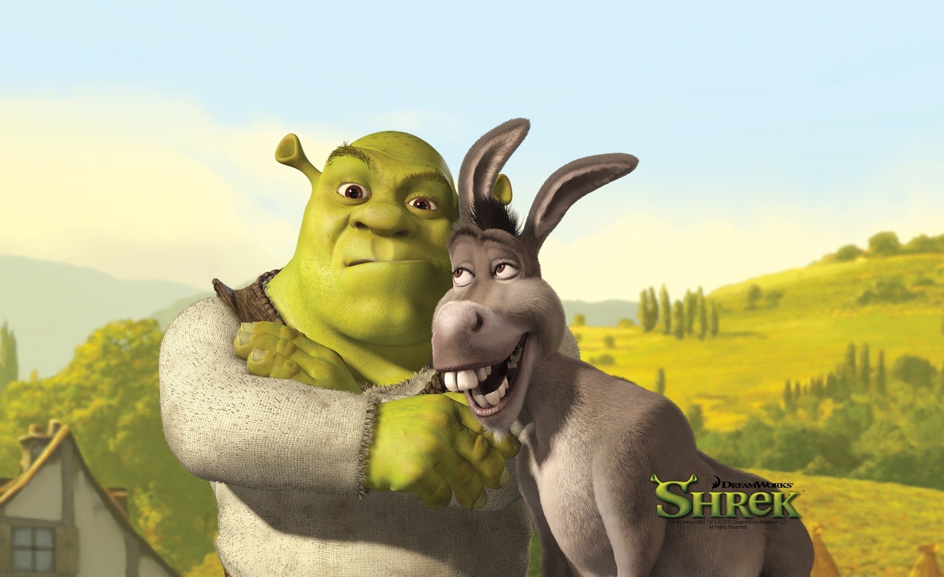 Shrek, shrek the final chapter, animal representation, day, domestic, Cartoons, digital, 1080P, outdoors, mammal, nature, finger, green color, focus on foreground, HD Wallpaper