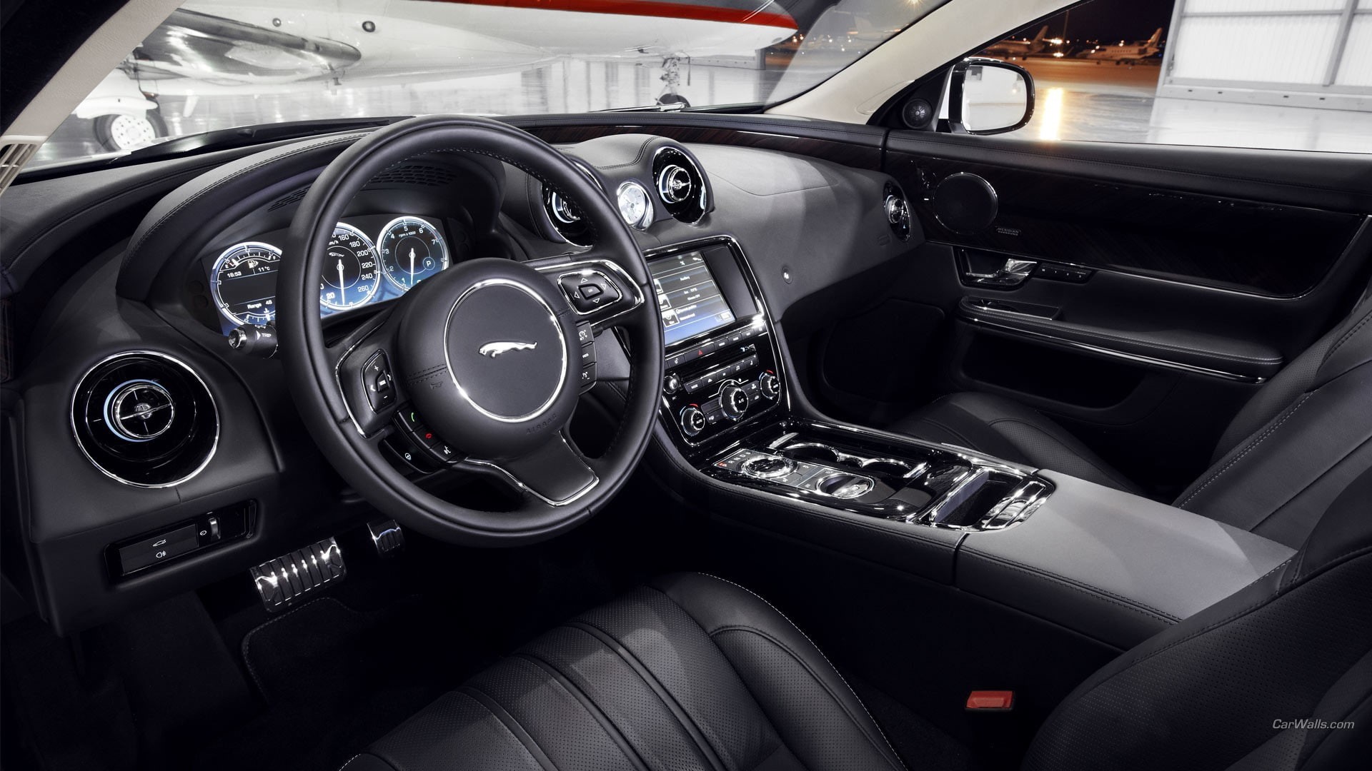 vehicle interior, control panel, mode of transportation, dashboard, Jaguar XJ, vehicle, Jaguar, glass - material, land vehicle, engine, transportation, HD Wallpaper