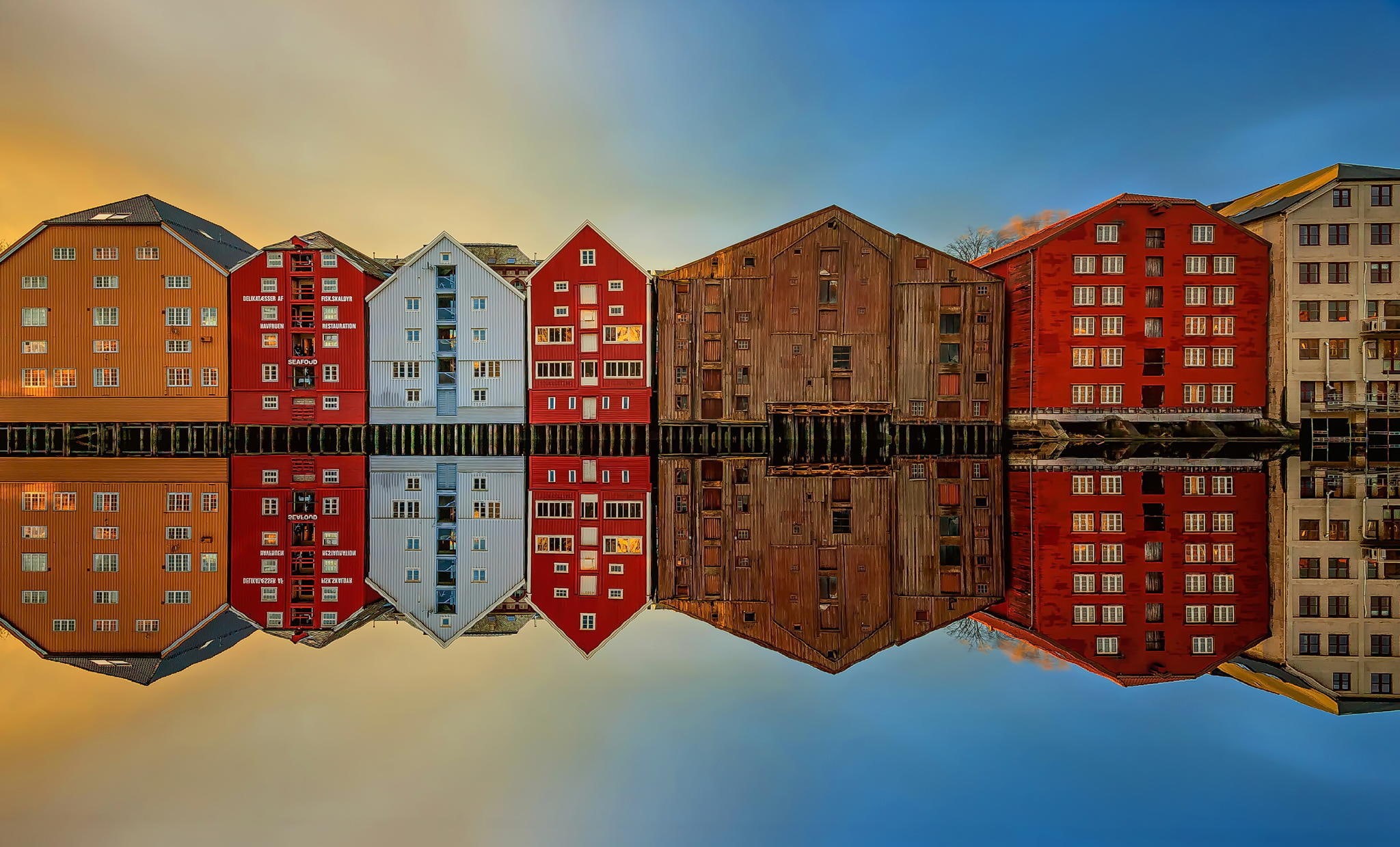 reflection, 1080P, Norway, Trondheim, home, HD Wallpaper