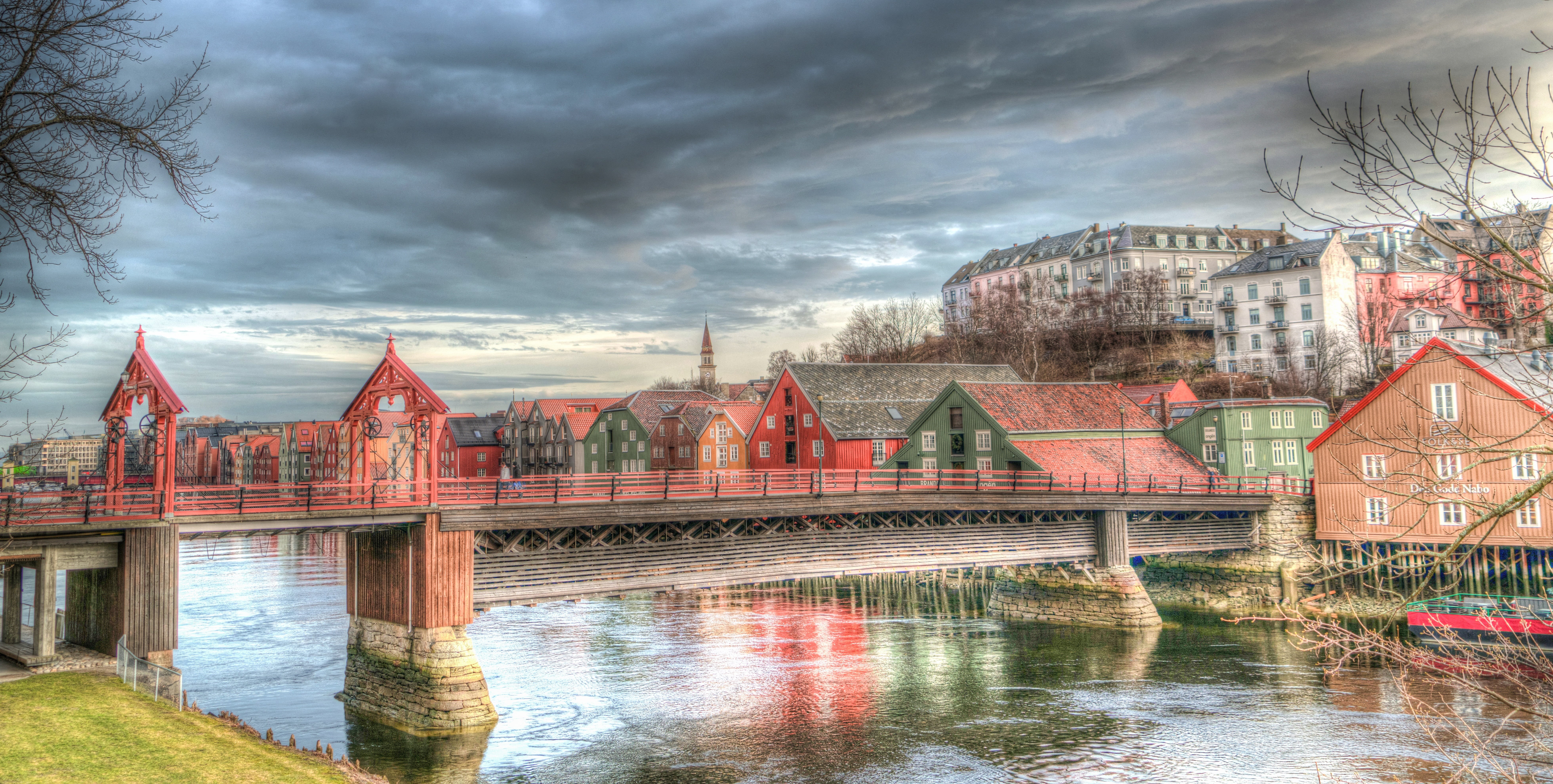 building, connection, bridge - man made structure, cityscape, transportation, travel destinations, nature, landmark, scandinavia, concrete, reflection, HD Wallpaper