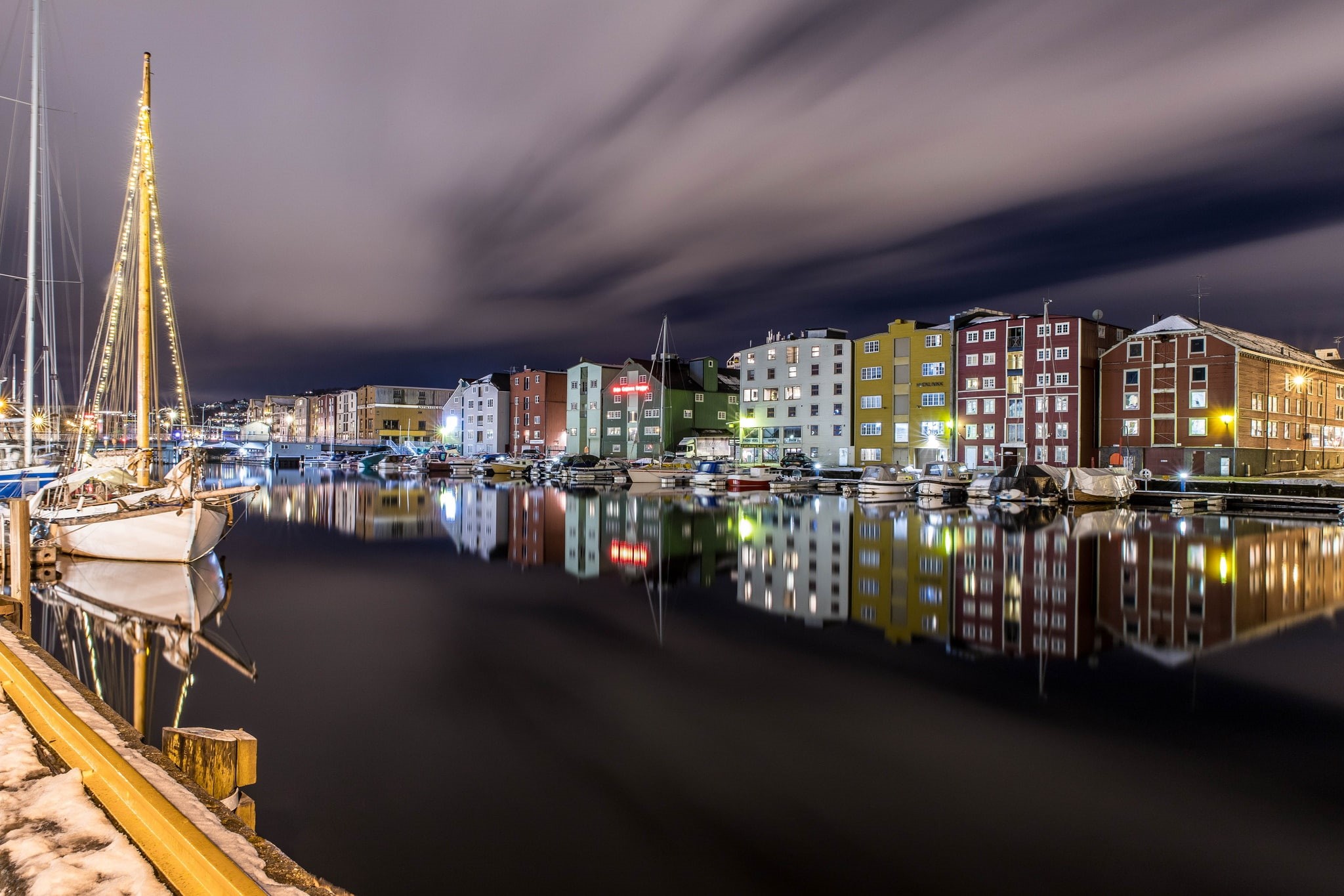 1080P, lights, night, Norway, Trondheim, HD Wallpaper