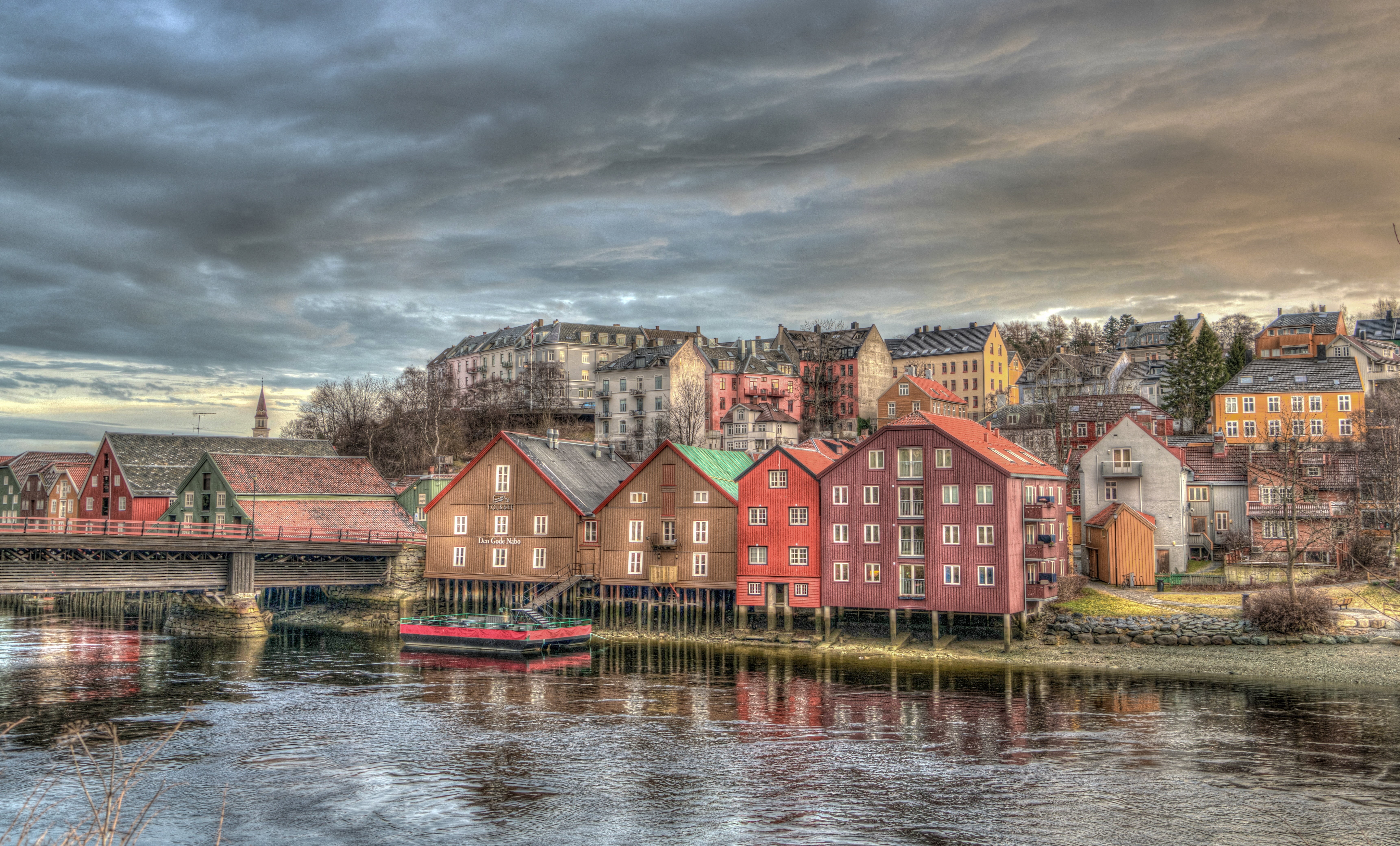 environment, colorful, norway, 5K, town, nature, outdoors, cityscape, city, europe, outdoor, travel, cloud - sky, reflection, landscape, no people, sky, HD Wallpaper
