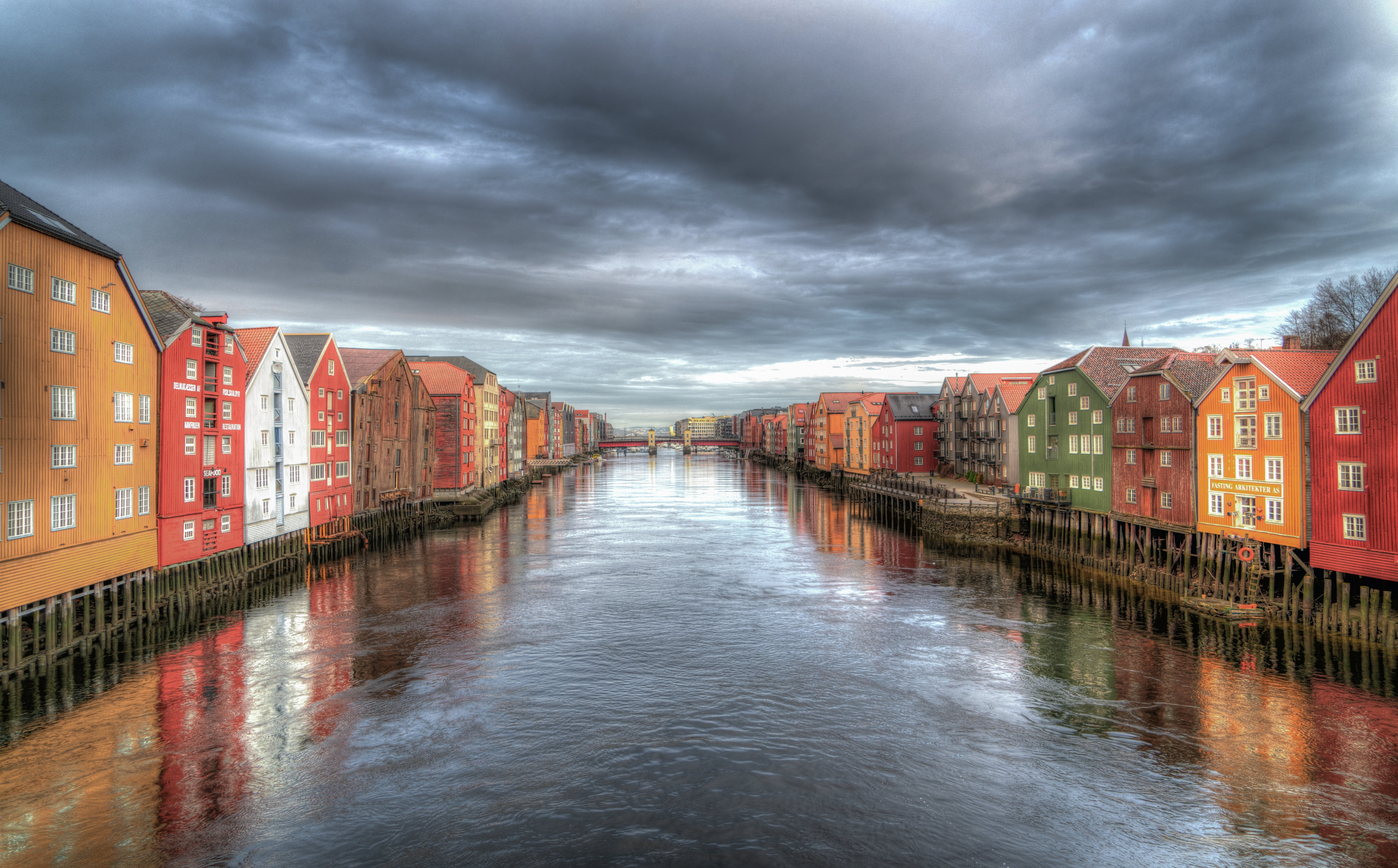 house, building, landmark, no people, landscape, overcast, trondheim, outdoor, sightseeing, building exterior, travel destinations, tourism, storm, built structure, HD Wallpaper