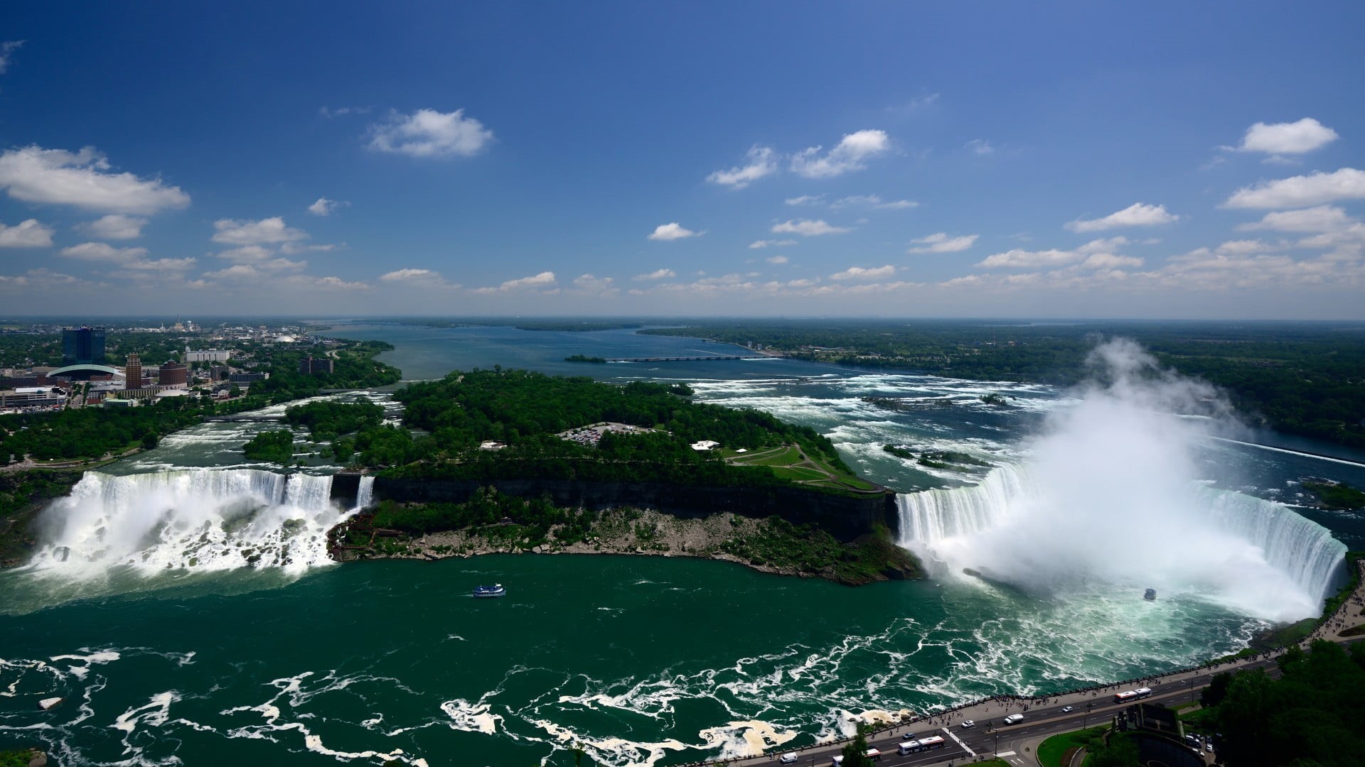 water, famous Place, idyllic, awe, land, cliff, york, niagara, waterfall, scenics - nature, coastline, niagara River, travel, wave, horizon over water, HD Wallpaper