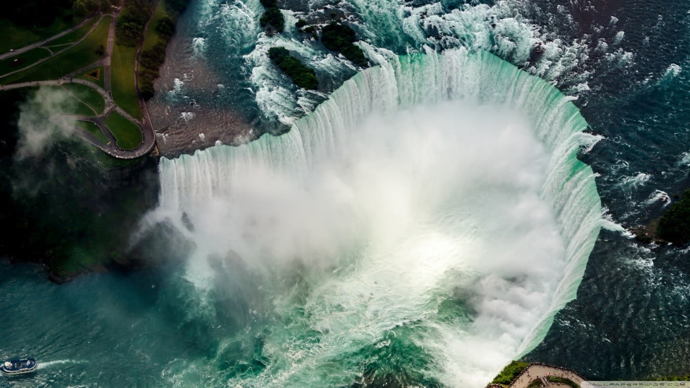 aerial view, outdoors, motion, power, scenics - nature, travel destinations, flowing water, waterfalls, flowing, tourism, blurred motion, environment, power in nature, HD Wallpaper
