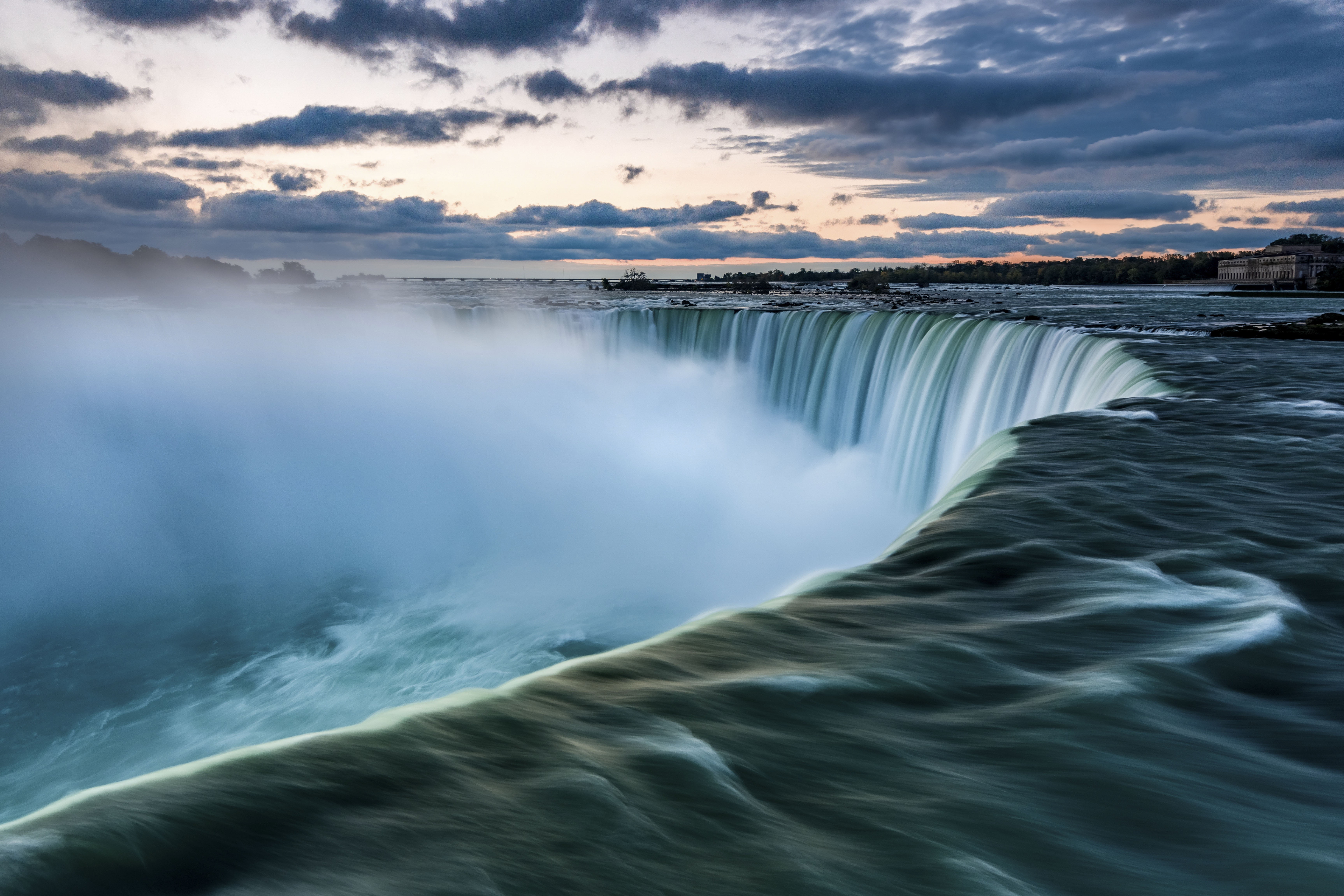 flowing water, cloud - sky, waterfall, clouds, flowing, river, 5K, sea, motion, nature, beauty in nature, niagara, outdoors, sky, scenics - nature, dam, HD Wallpaper