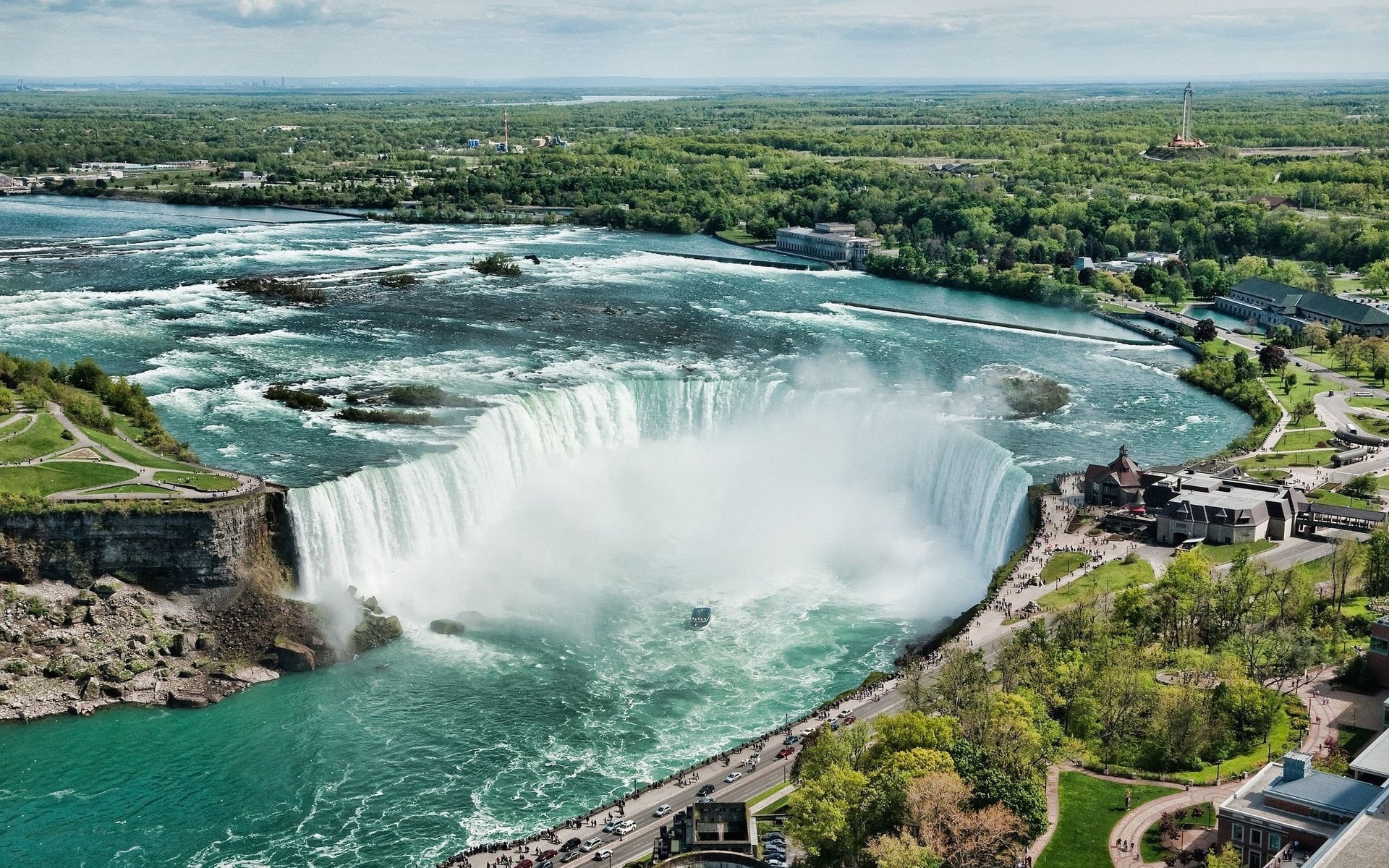 no people, niagara Falls, tourism, travel, built structure, waterfall, summer, high angle view, flowing water, day, expensive, long exposure, power, power in nature, HD Wallpaper