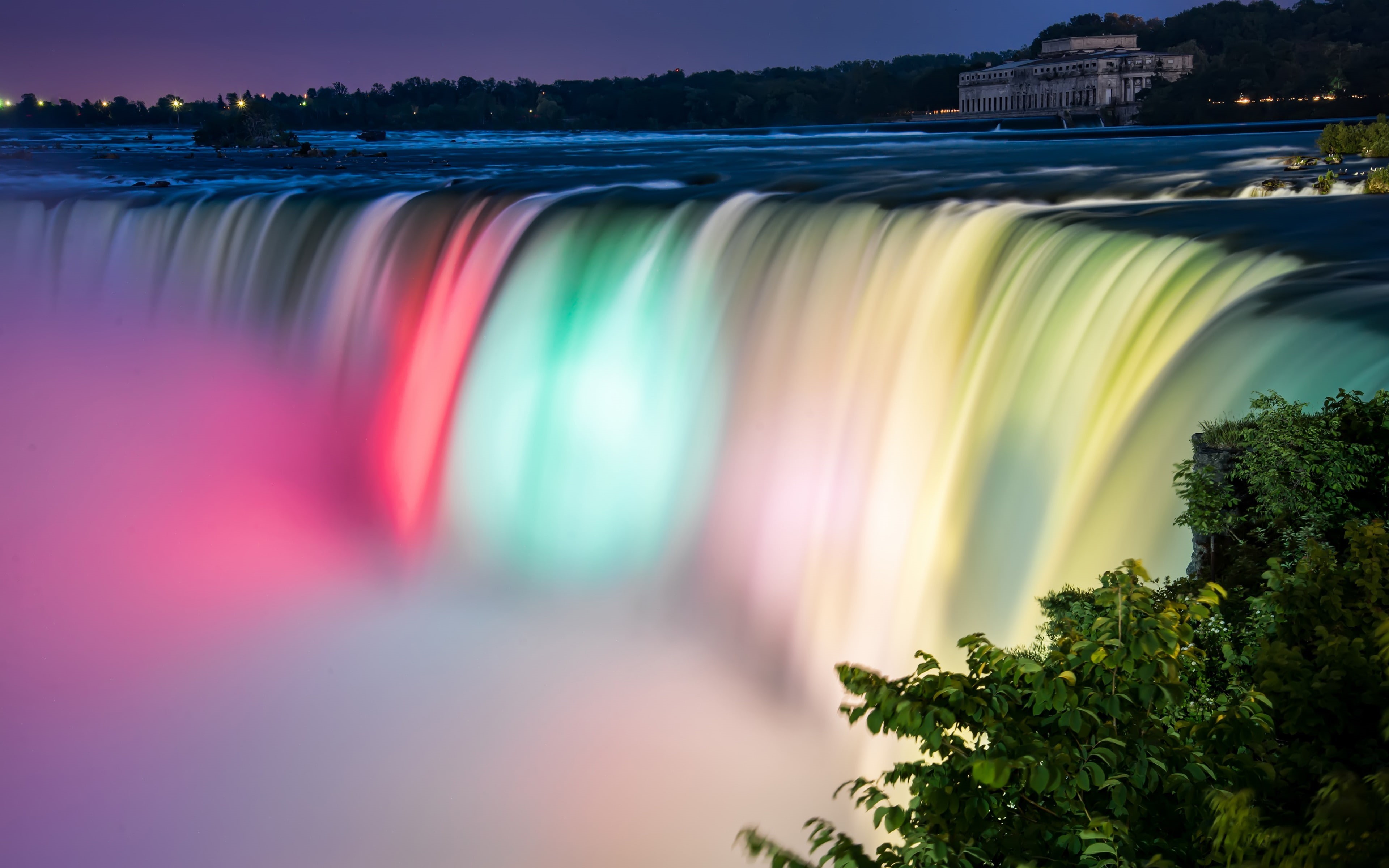 multi colored, power in nature, falls, canada, motion, flowing, long exposure, tree, blurred motion, niagara, 4K, k, sky, scenics - nature, speed, beauty in nature, HD Wallpaper