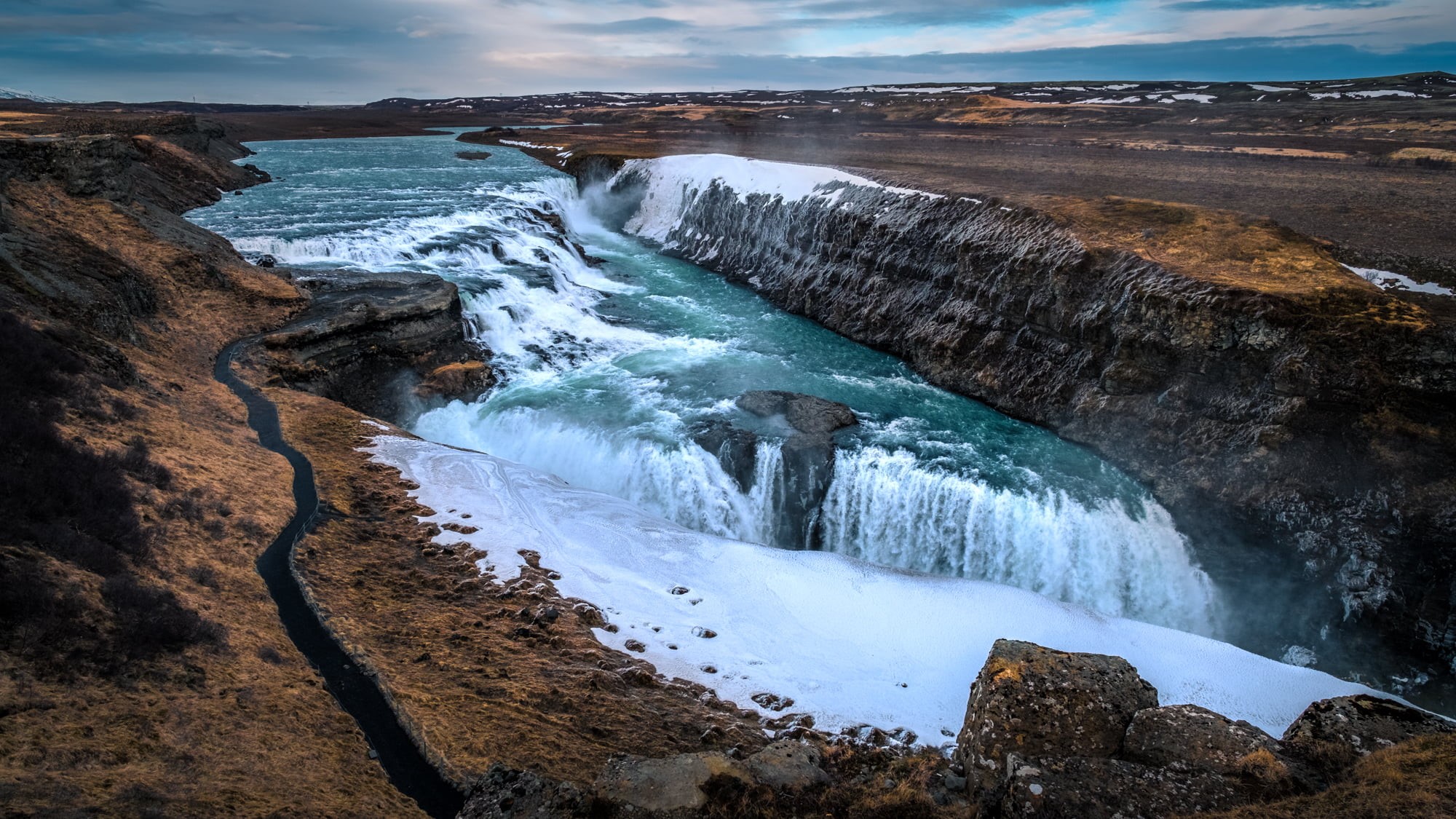 water, Gullfoss, rocks, 1080P, Southern Region, rock, Iceland, formation, gullfoss Falls, scenics, Travel photography, waterfall, outdoor, nature, ice, HD Wallpaper