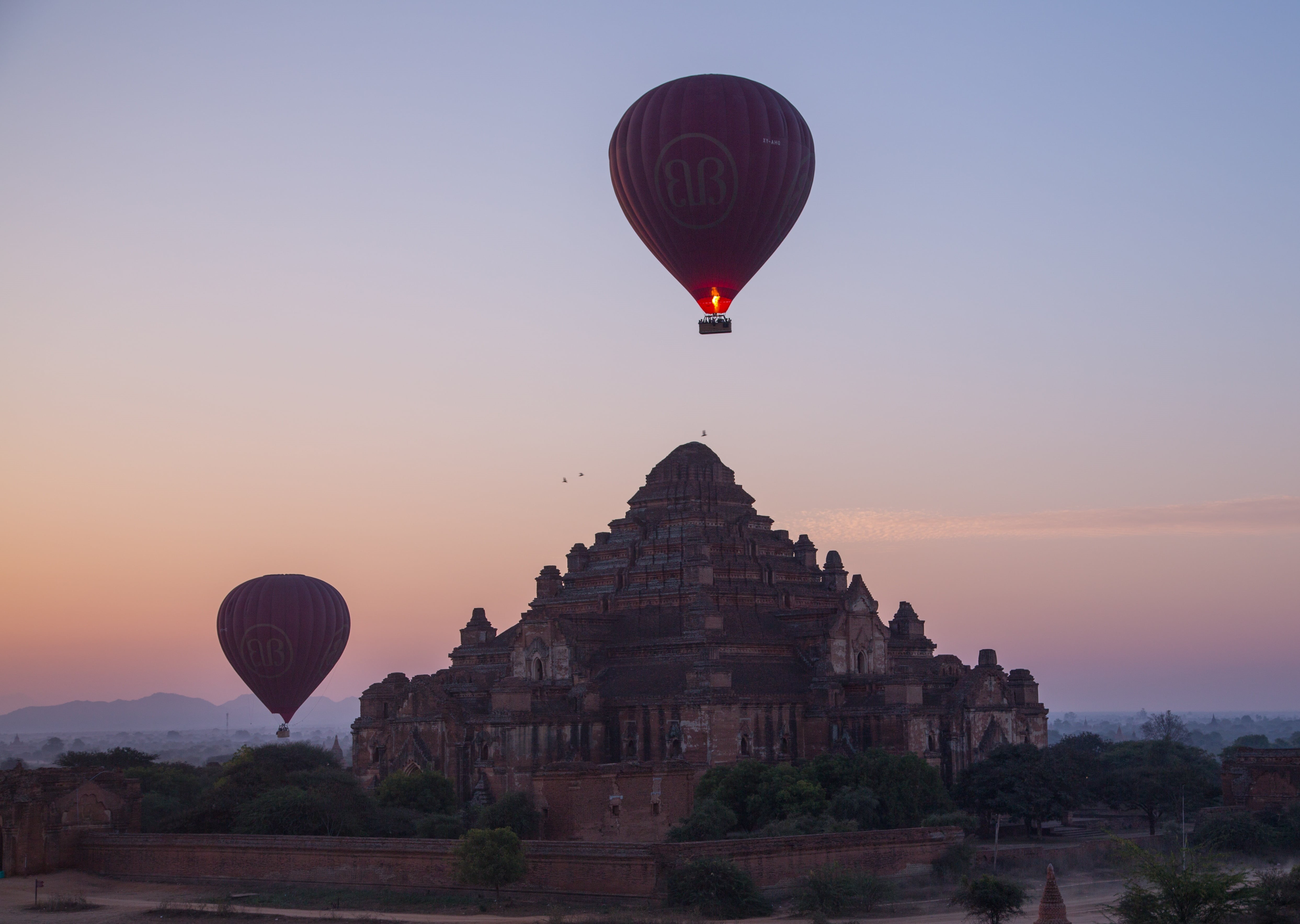 air vehicle, sunset, belief, religion, built structure, travel, travel destinations, place of worship, mid-air, sky, landscape, architecture, no people, HD Wallpaper