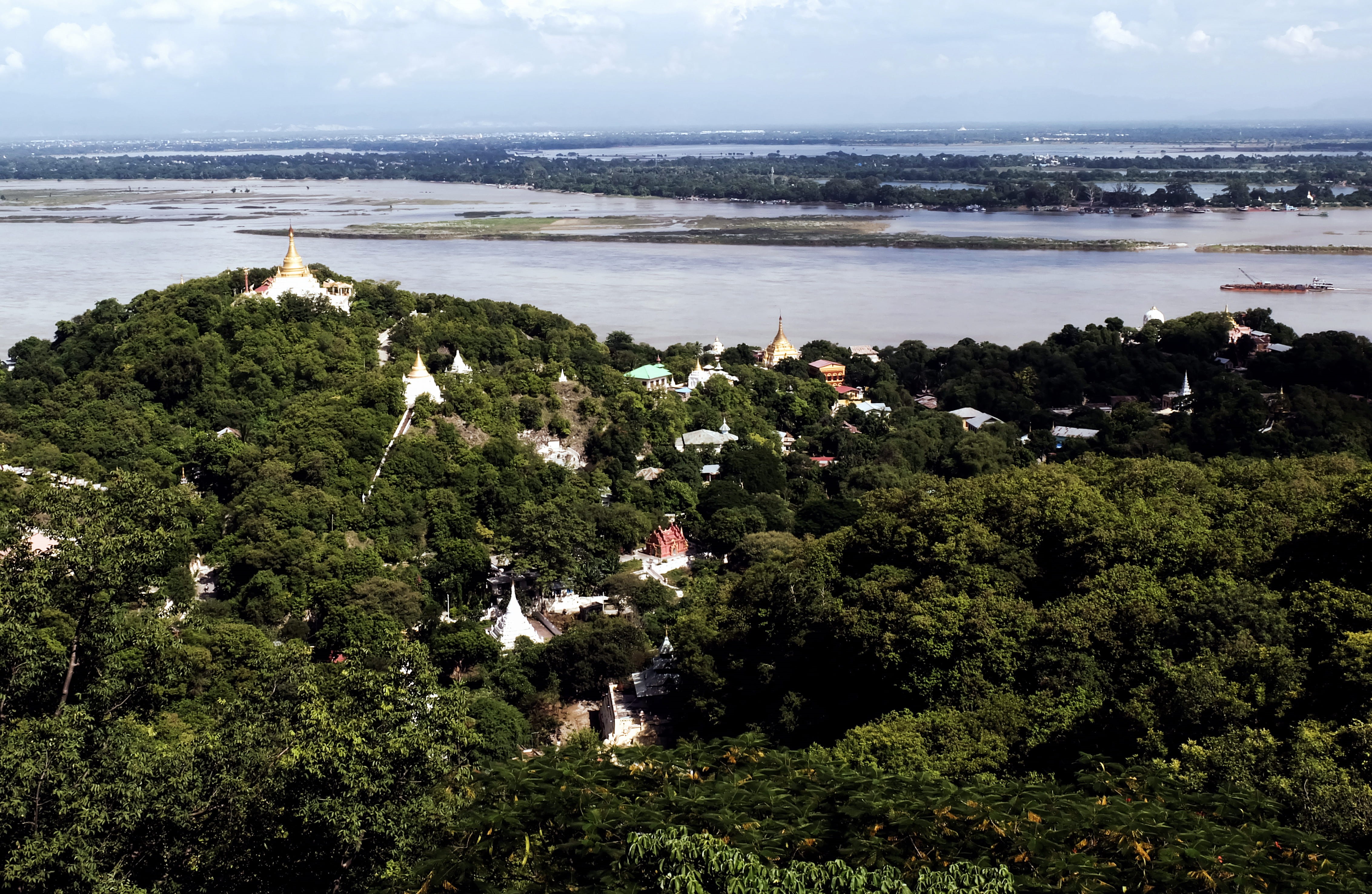 green color, tranquil scene, nature, burma, tranquility, myanmar, southeast asia, high angle view, outdoors, non-urban scene, land, ayeyarwady river, tree, HD Wallpaper