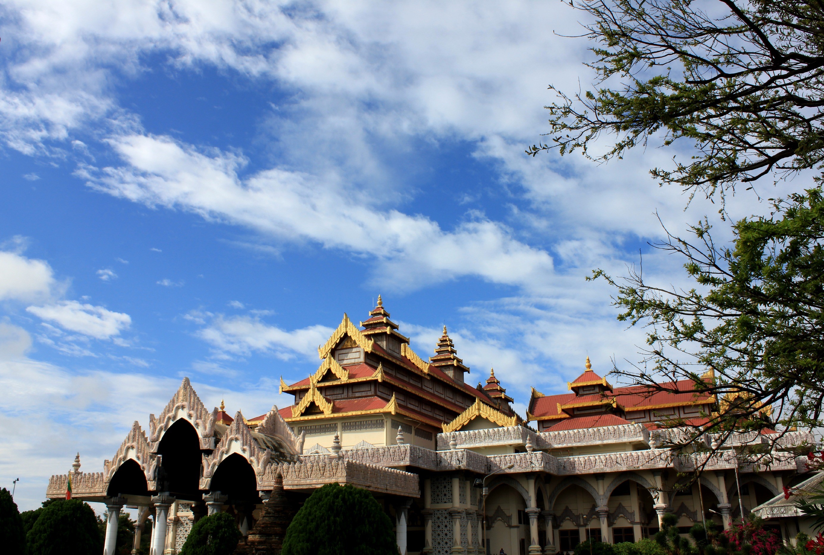 belief, ancient civilization, history, clouds, blue, burma, outdoors, building exterior, museum, the past, low angle view, mandalay division, nature, spirituality, HD Wallpaper