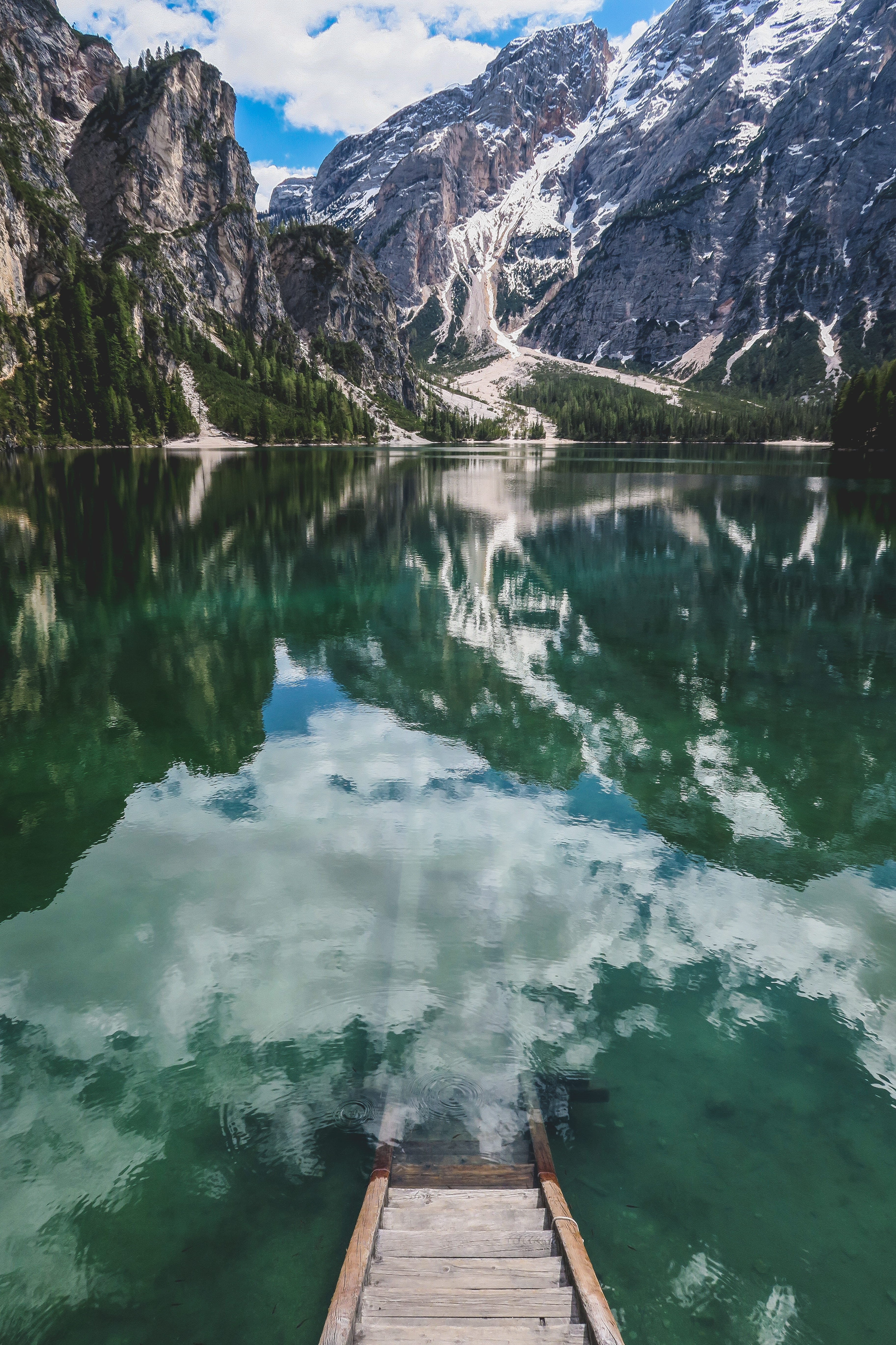 traveling, scenics - nature, reflection, nature, day, idyllic, outdoors, forest, italy, travel destinations, ladder, tranquil scene, water, tree, 5K, cloud - sky, Phone HD Wallpaper