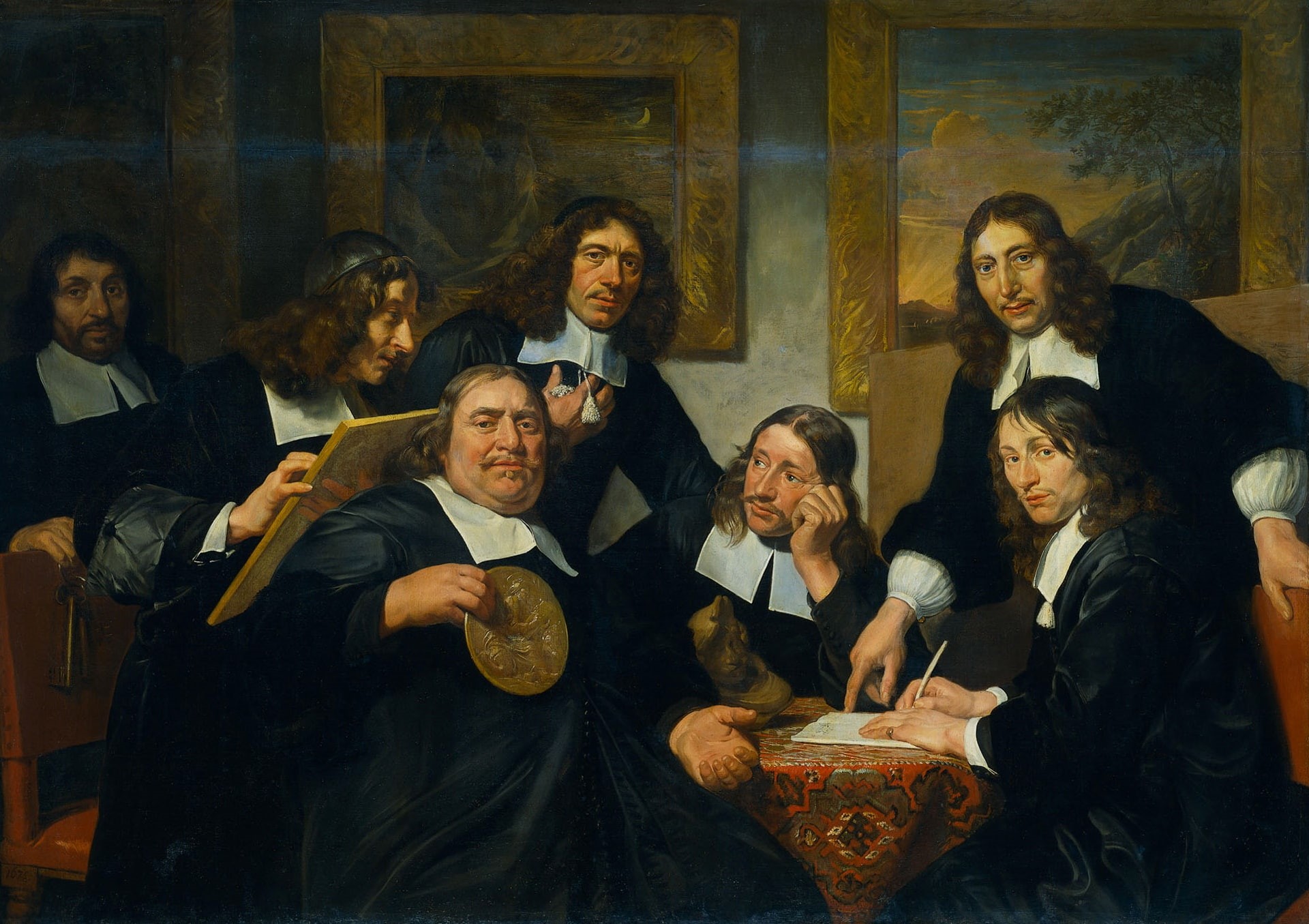 The Board members of the Guild of Saint Luke in Haarlem, Jan de Bray, portrait, picture, 1080P, HD Wallpaper