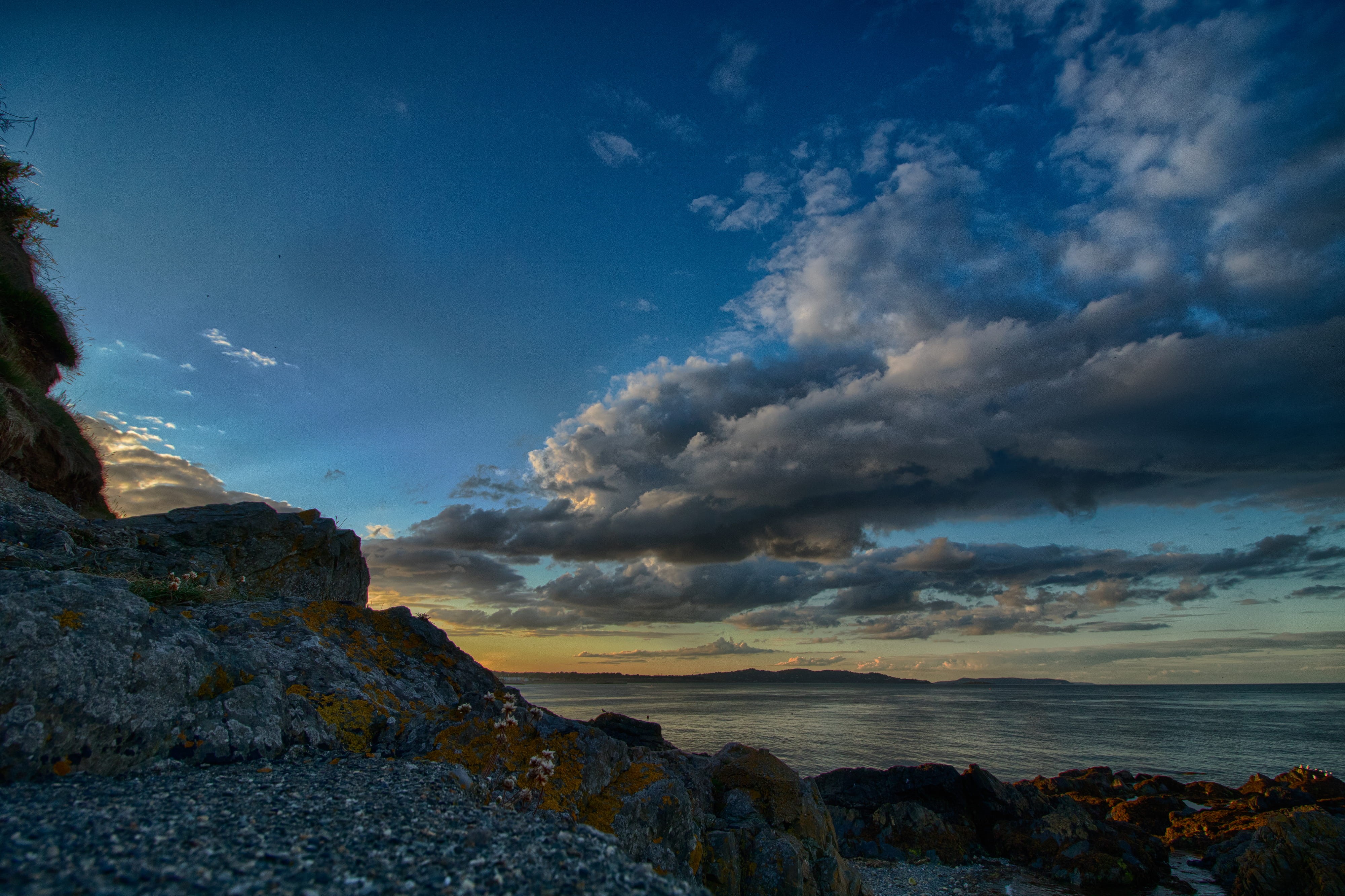 tranquility, rock, scenics - nature, solid, 4K, water, ireland, nature, outdoors, sunset, sky, beach, land, bray, no people, tranquil scene, rock - object, HD Wallpaper