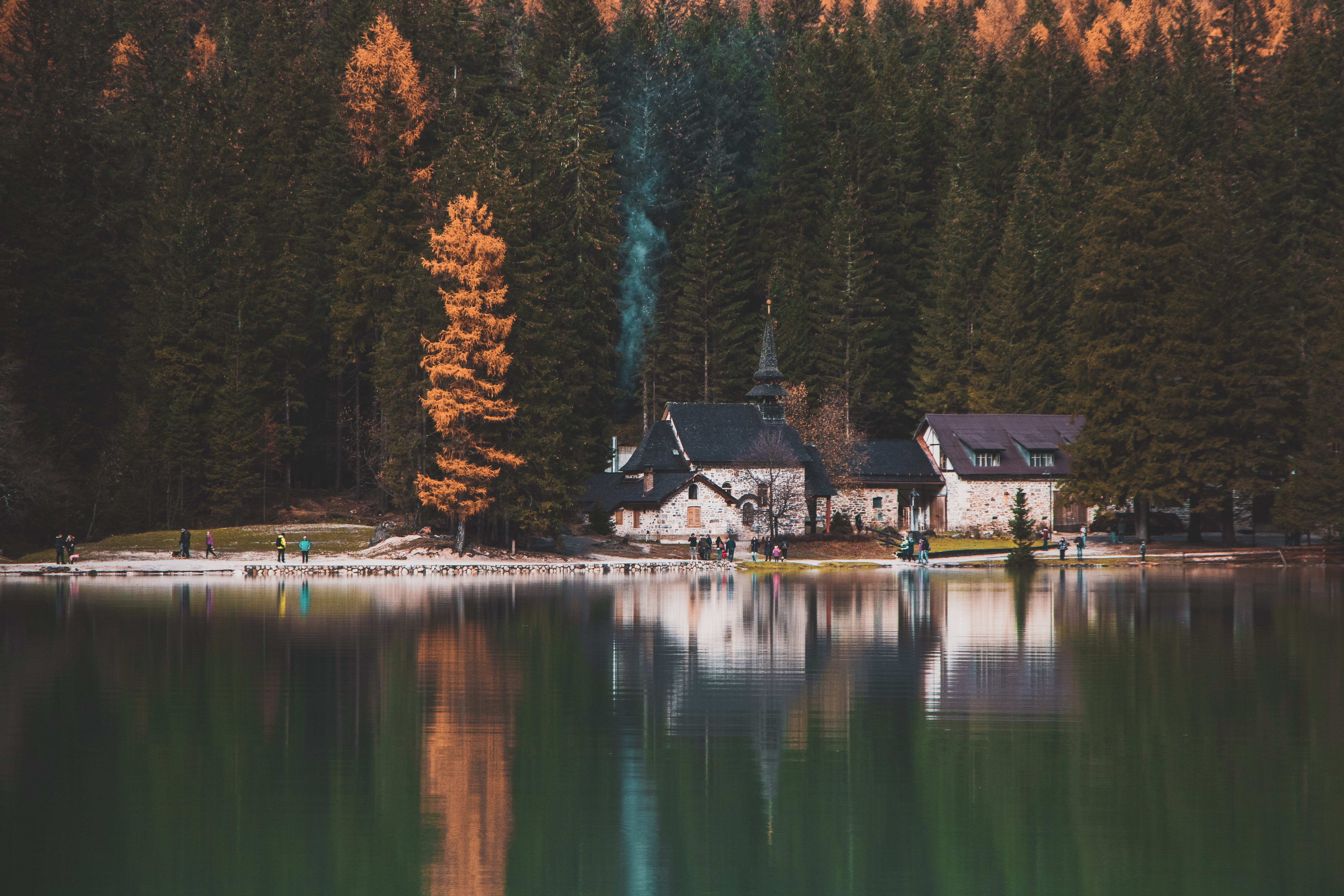 scenics - nature, outdoors, italy, housing, trees, no people, abies, beauty in nature, growth, human, alps, waterfront, water, reflection, tree, lake, black, HD Wallpaper