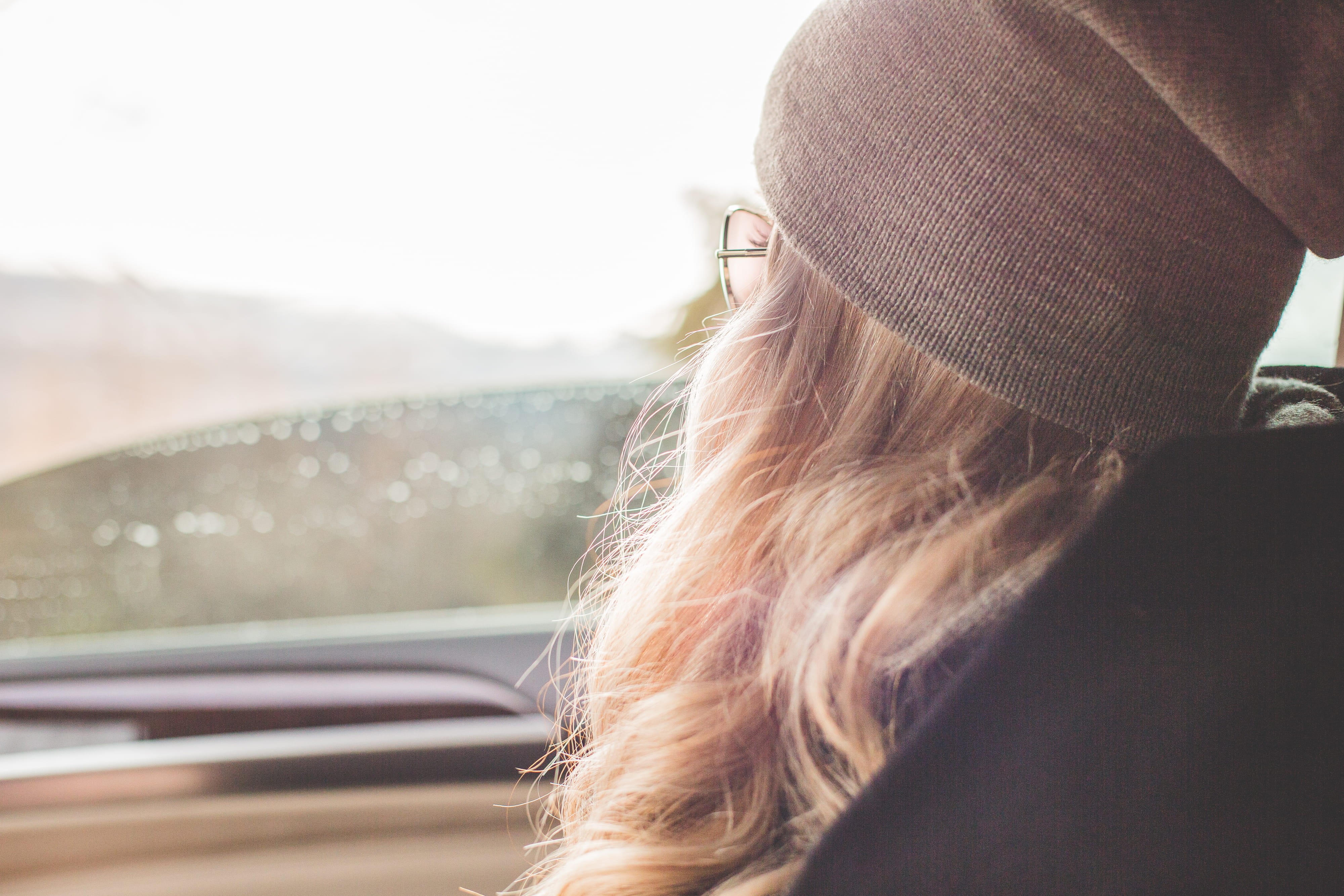 road trip, adults Only, 4K, adult, one Person, transportation, land vehicle, Car Window, hat, Girl, car interior, rear view, vehicle interior, top, outdoors, HD Wallpaper