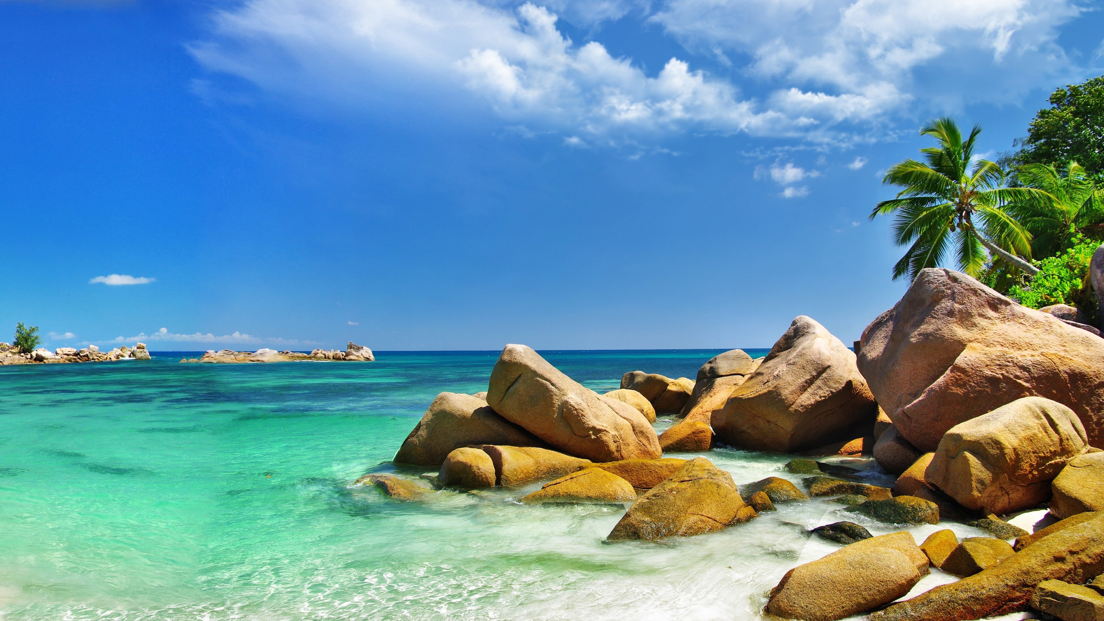 hawaii, day, tropical climate, sky, no people, waves, nature, cloud - sky, hd, beach, ocean, beauty in nature, turquoise colored, paradise, islands, rocky coastline, HD Wallpaper
