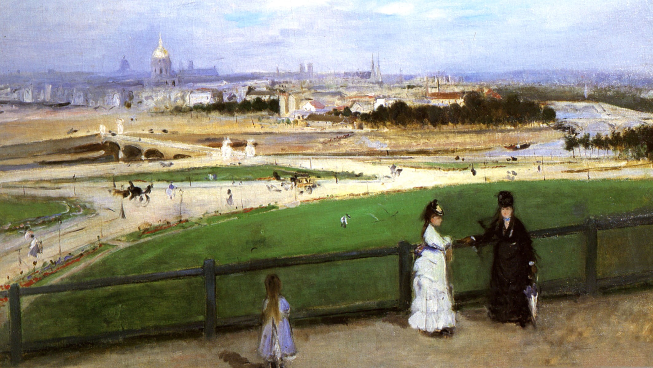 1080P, Edouard Manet, picture, Berthe Morisot. View of Paris from the Trocadero Heights, landscape, HD Wallpaper