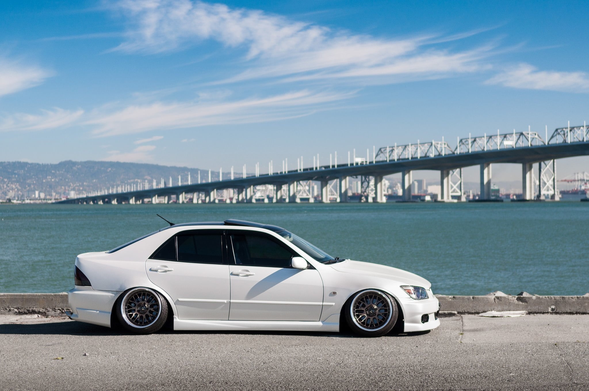 uSA, lexus, tuning, no People, toyota, transportation, mode of transportation, white, bridge, mode of Transport, jdm, japan, car, blue, built structure, HD Wallpaper