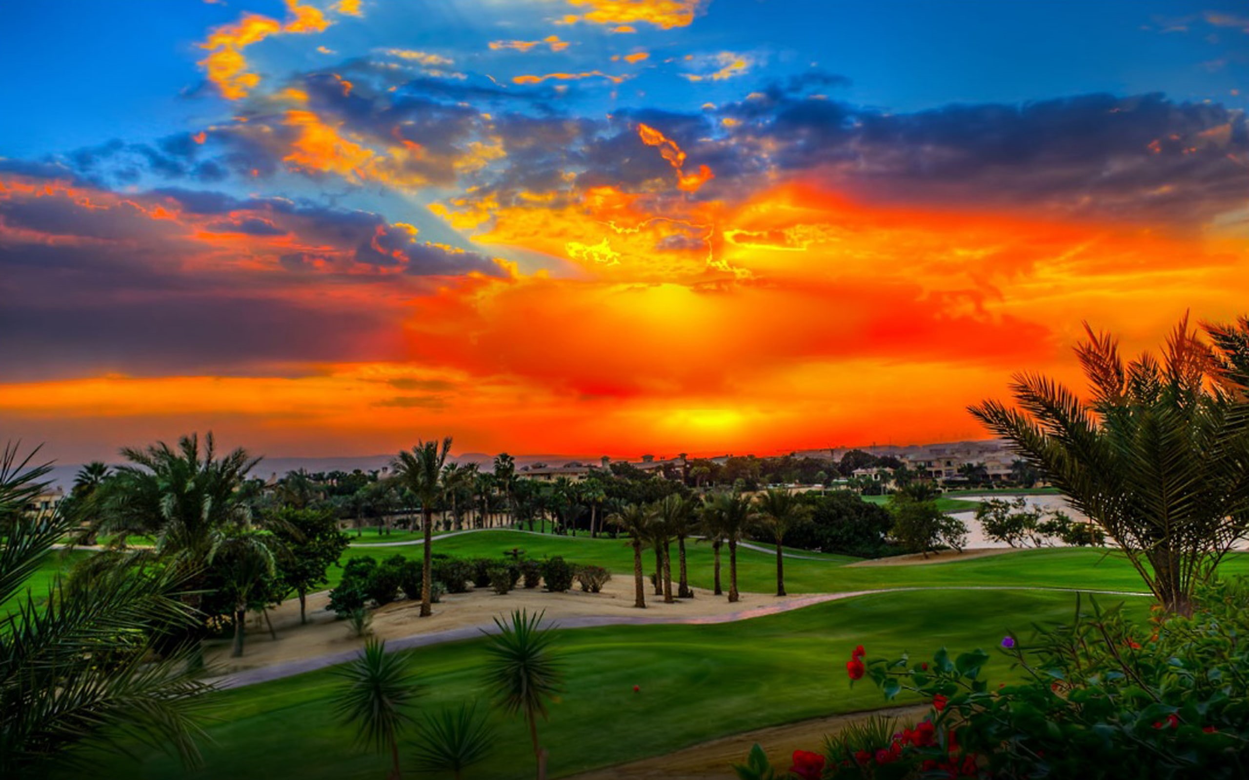 hd, sunset, golf, 2K, tennis, katameya, desktop, heights, resort, HD Wallpaper