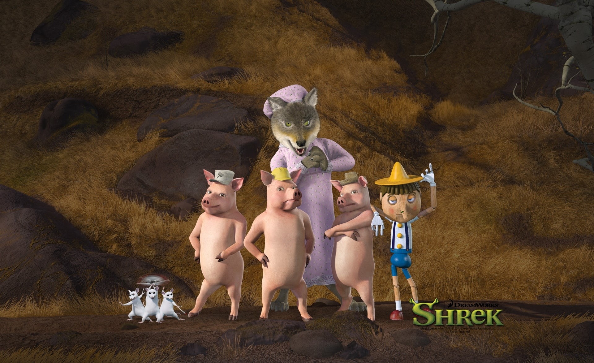 three little pigs, one animal, Cartoons, people, digital, little, full length, cody cameron as pinocchio, portrait, representation, 1080P, men, pinocchio, HD Wallpaper