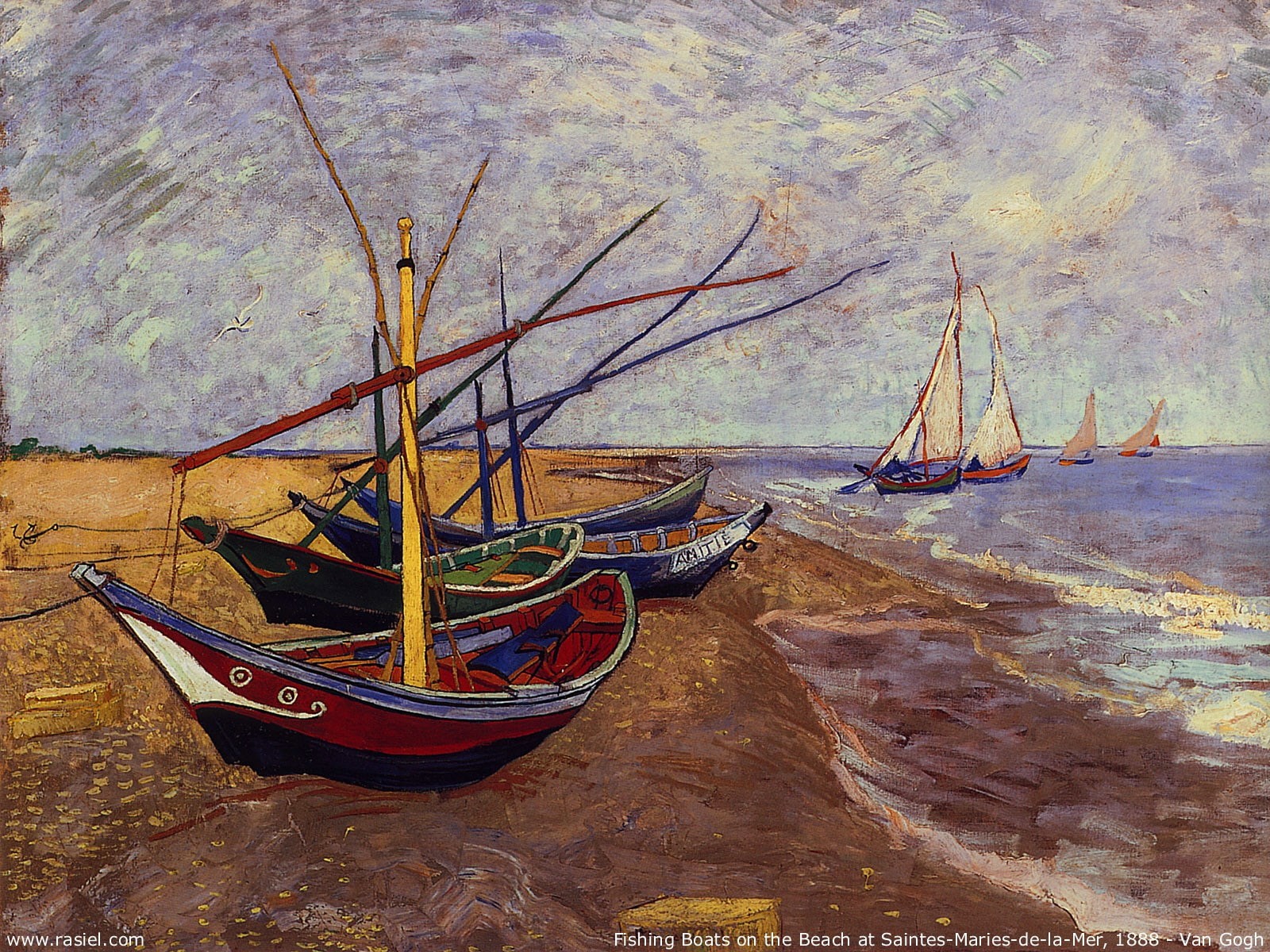 no people, travel destinations, vincent van gogh, wood - material, transportation, nature, land, day, nautical vessel, sea, 720P, sailboat, mode of transportation, HD Wallpaper