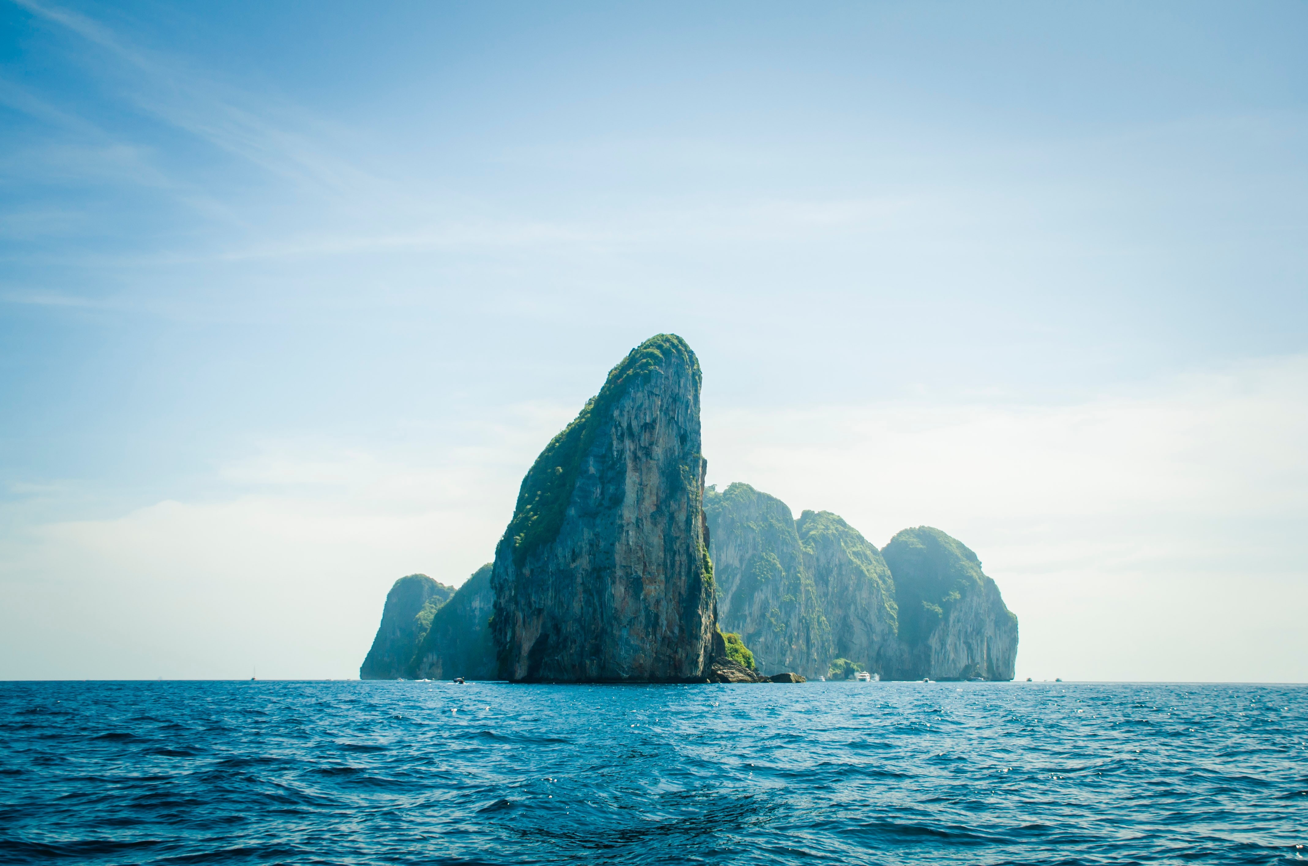 sky, Thailand, mountains, landscape, sea, 4K, Krabi, HD Wallpaper