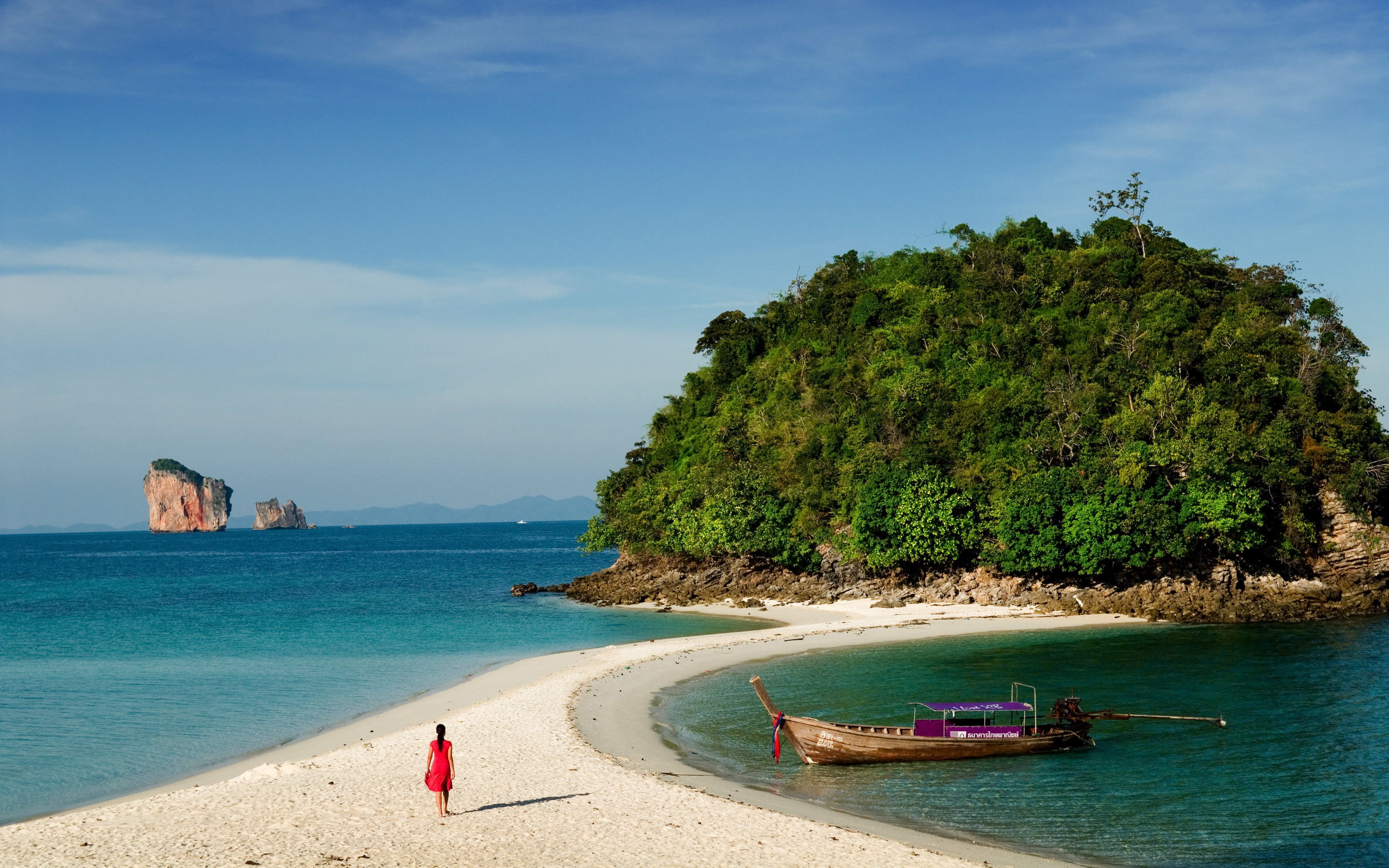 beach, sandy, 4K, poda, krabi, phuket, ko, HD Wallpaper