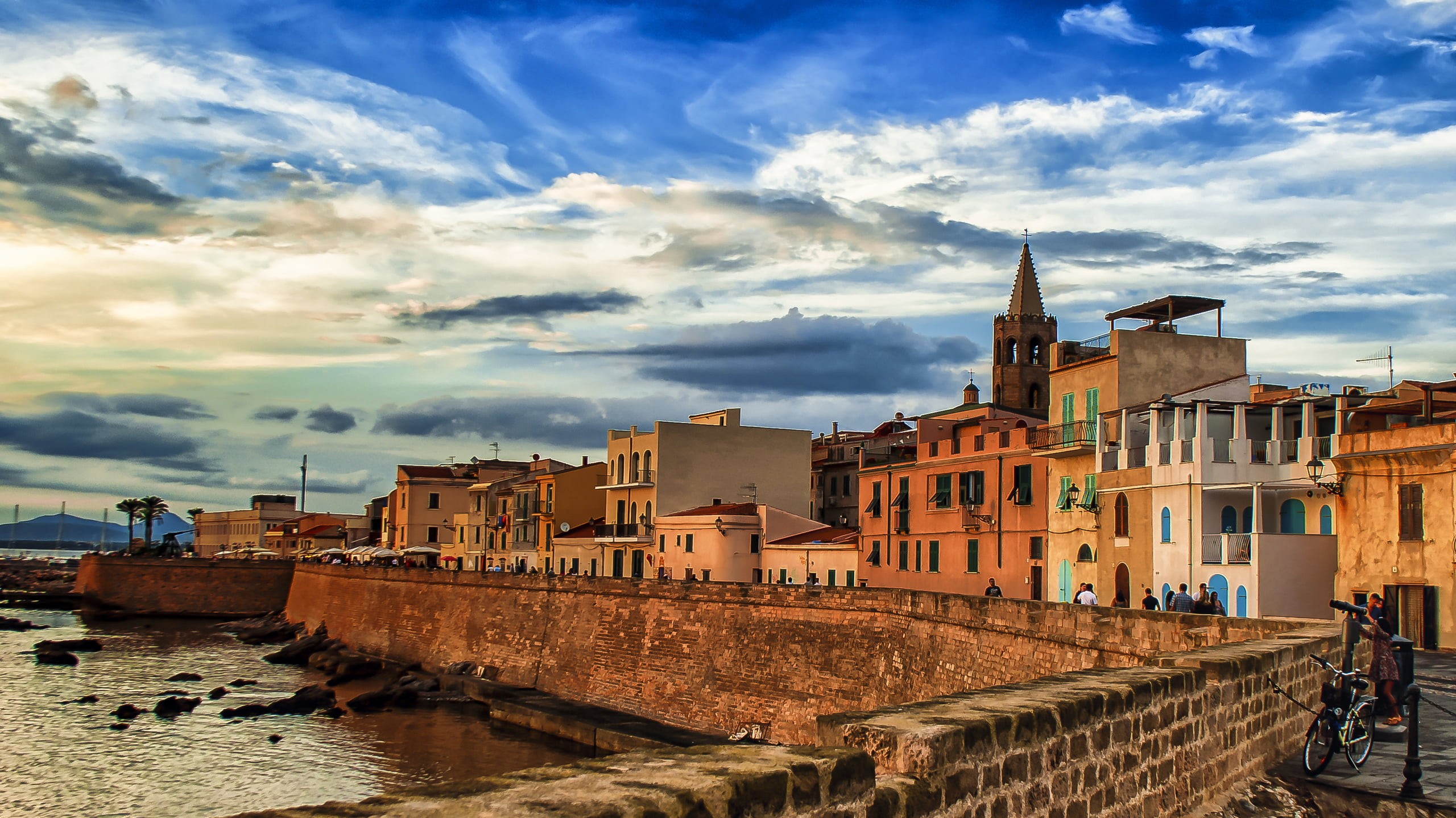 sunset, Italy, Sardinia, 2K, clouds, Alghero, city, HD Wallpaper