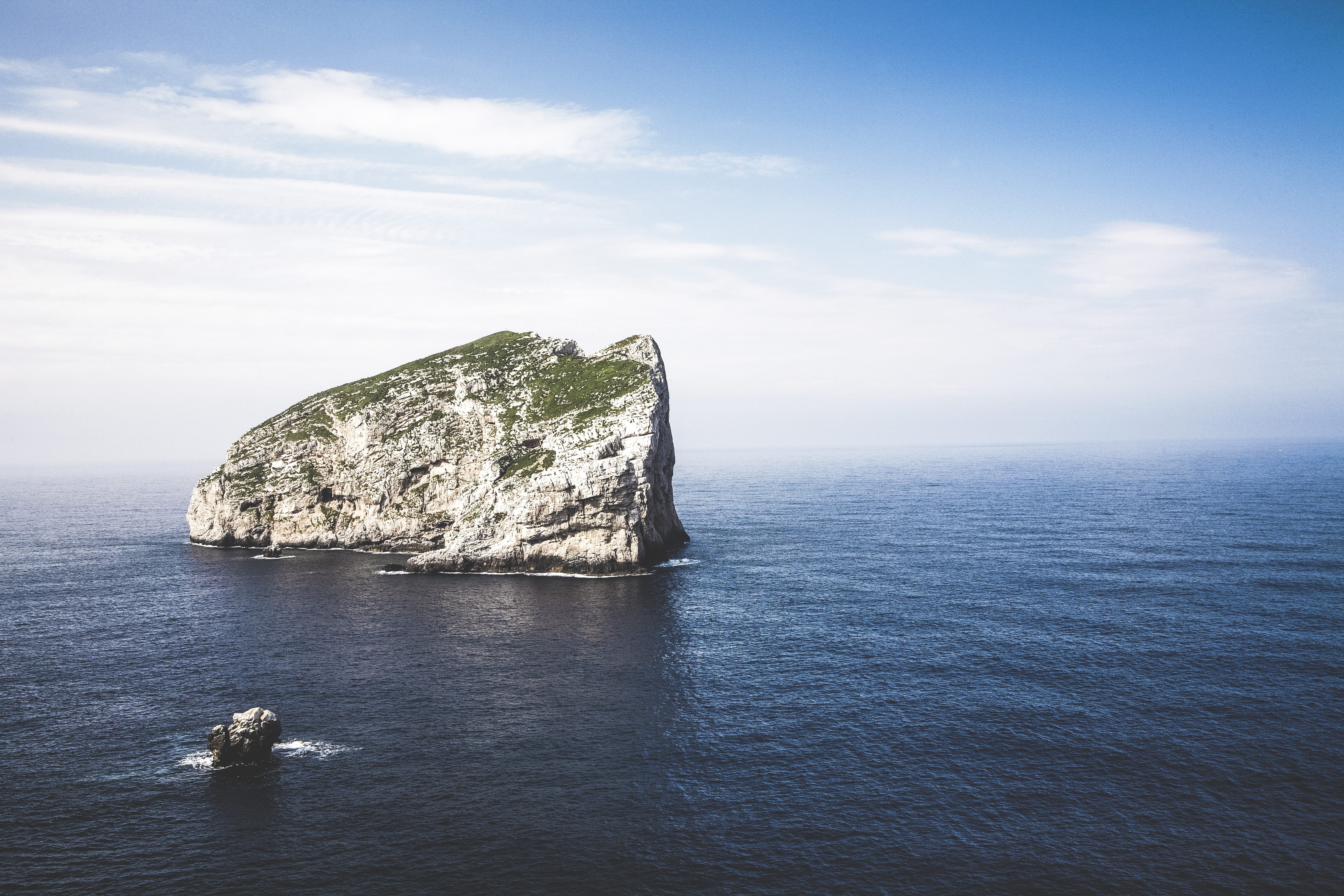 waterfront, water, sky, solid, nature, sardinia, idyllic, day, beauty in nature, rock, outdoors, 4K, horizon, horizon over water, cloud - sky, rock formation, HD Wallpaper