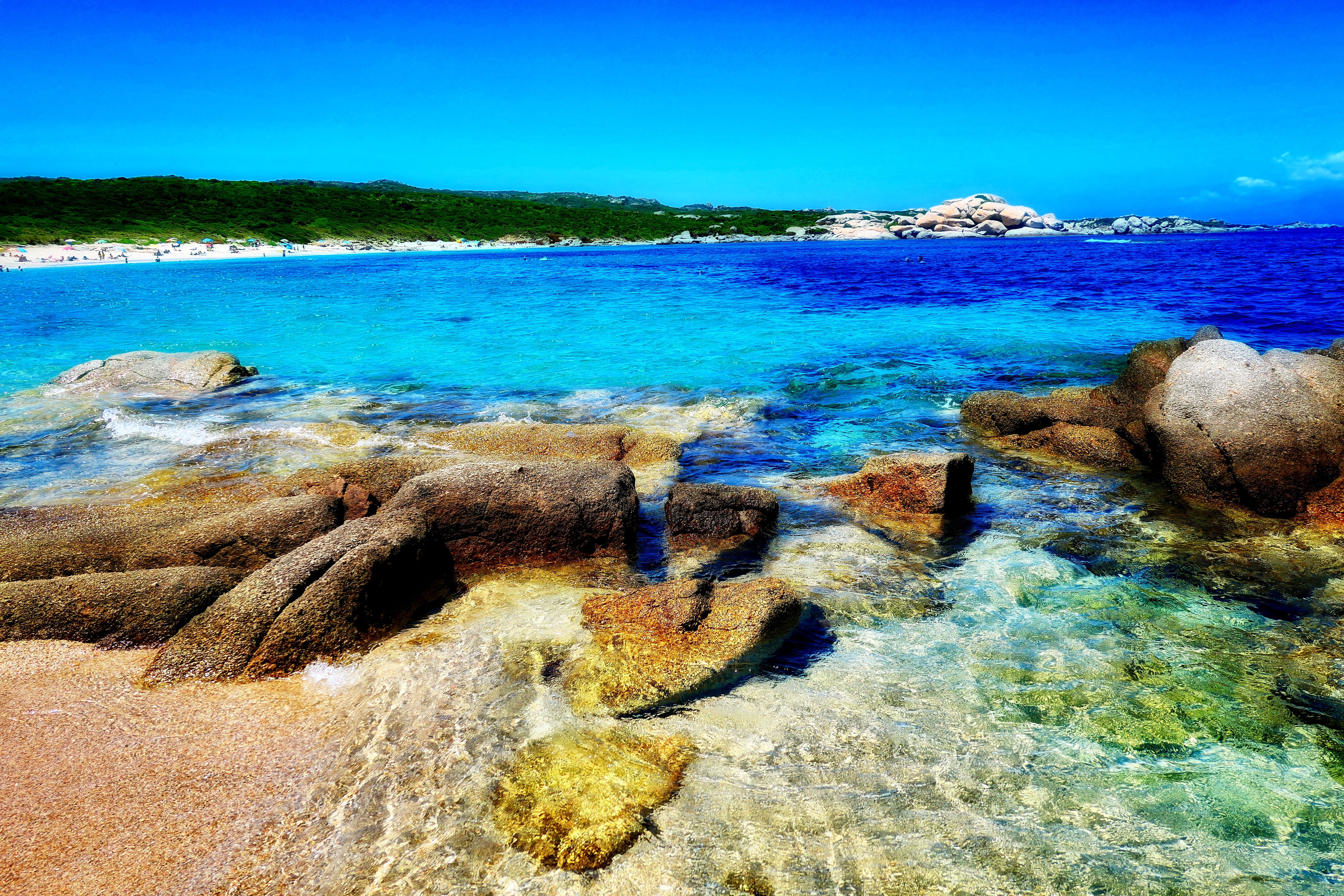 no people, scenics - nature, sky, beauty in nature, rock - object, sardinia, 5K, sun, idyllic, tranquil scene, santa teresa di gallura, landscape, outdoors, HD Wallpaper