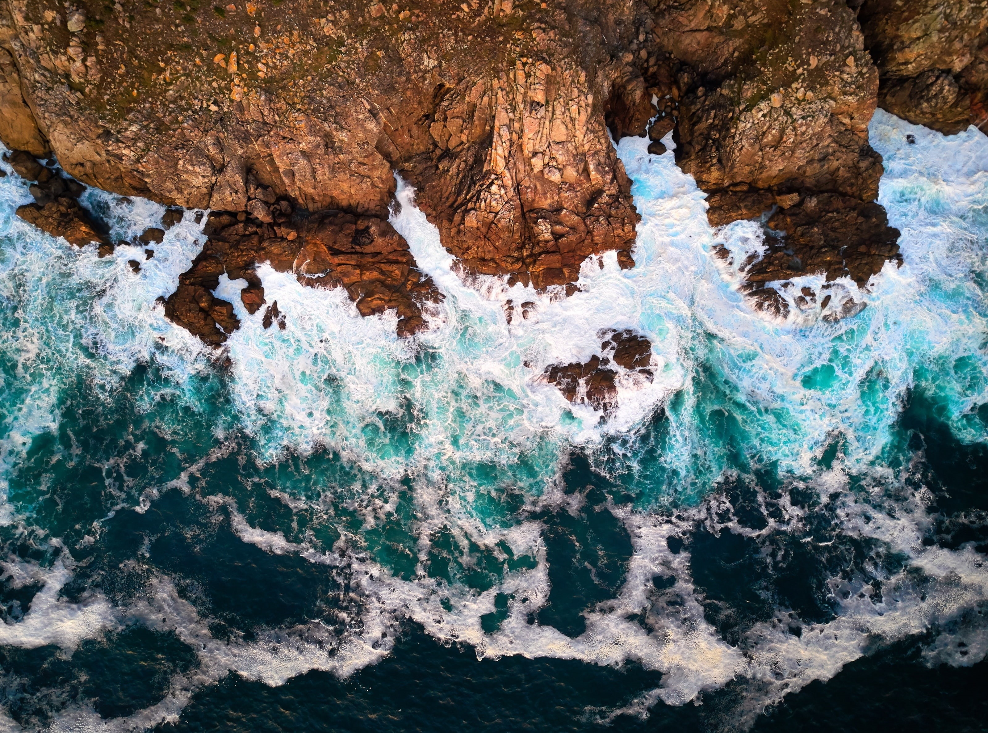 outdoors, Galicia, physical geography, Scenery, solid, non-urban scene, Finisterre, Cape, Waves, turquoise colored, Spain, rough, rock, Atlantic, beauty in nature, HD Wallpaper
