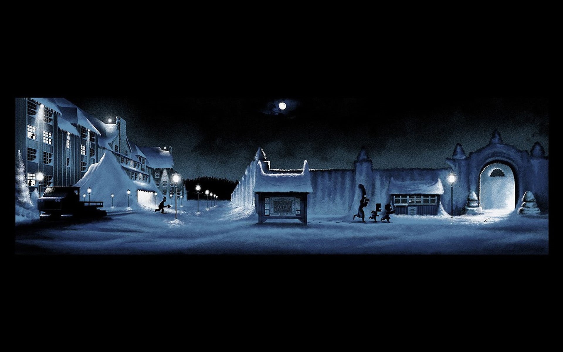 dark, building exterior, outdoors, history, The Shining, arts culture and entertainment, building, illuminated, untitled, no people, 1080P, stage, religion, HD Wallpaper