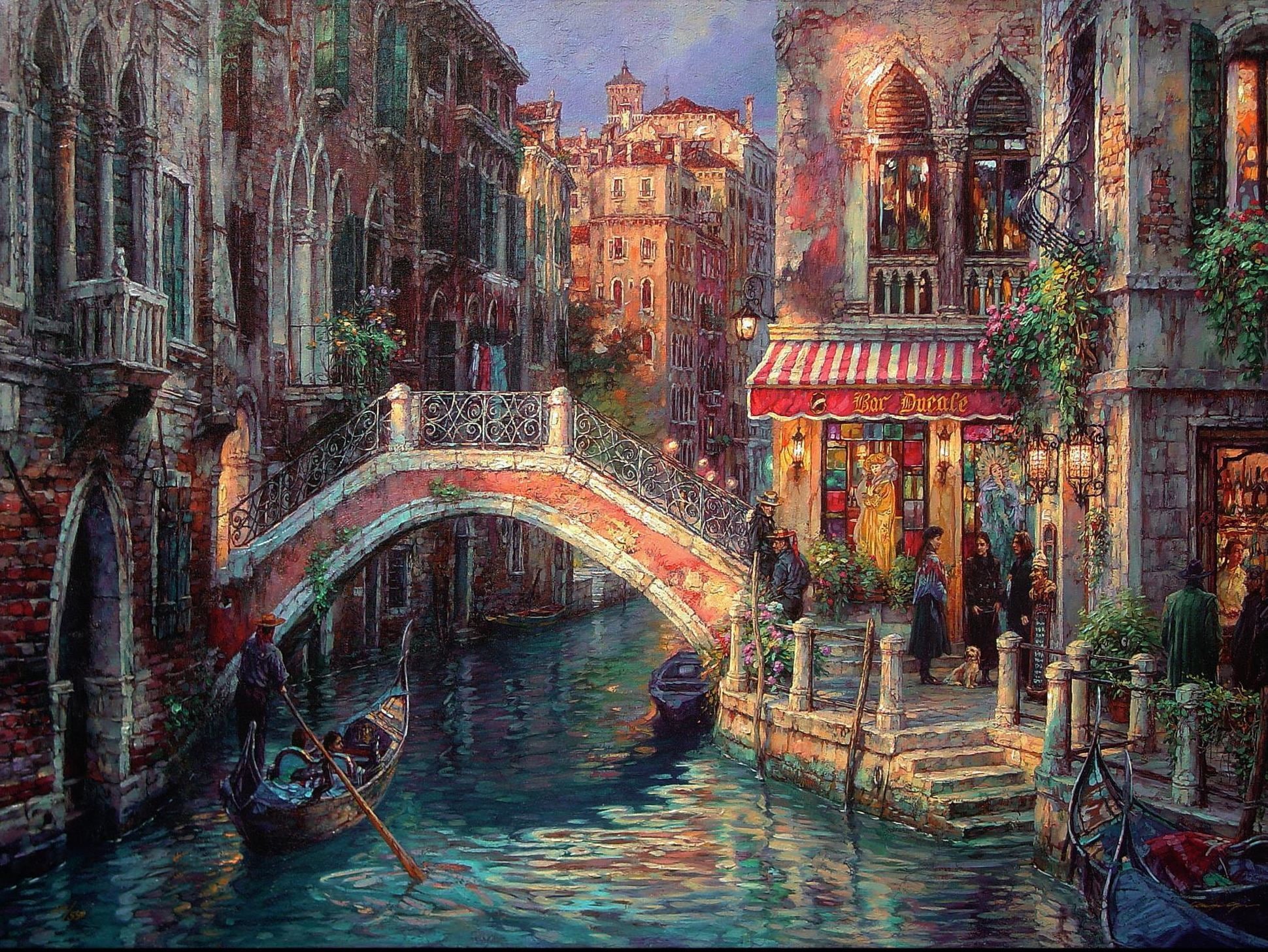 building Exterior, religion, travel Destinations, cathedral, venice - Italy, painting, people, nature, history, bridge, urban Scene, cultures, arch, channel, HD Wallpaper