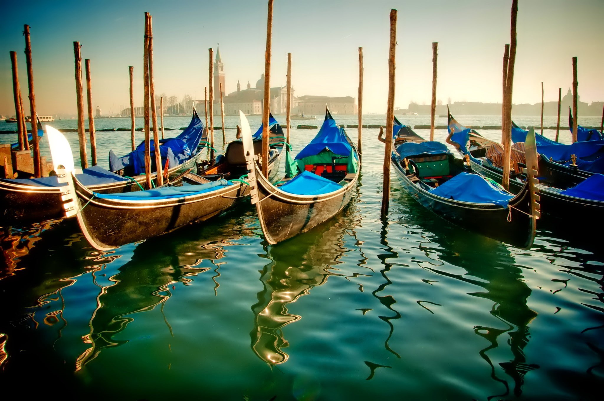 channel, Italy, 1080P, Venice, boat, water, gondola, HD Wallpaper