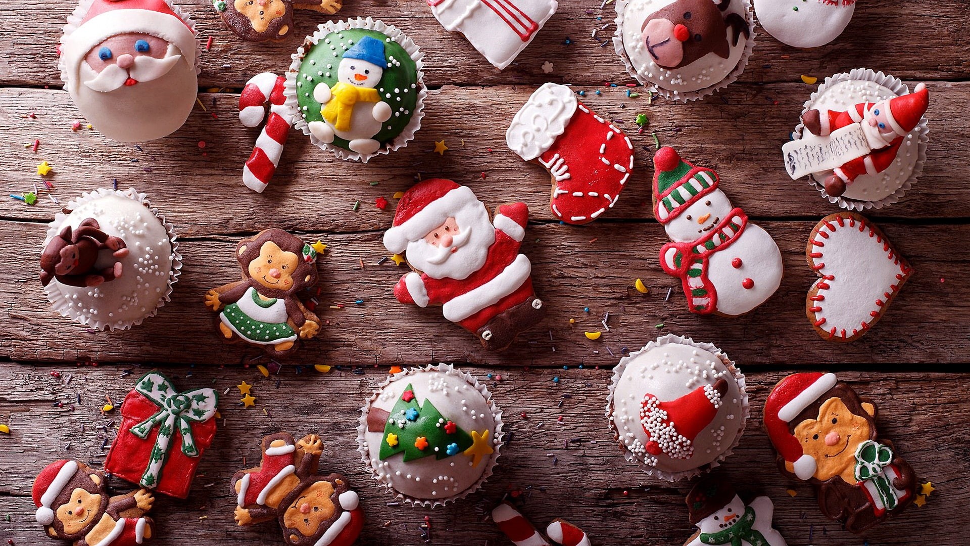 gingerbread, lebkuchen, christmas, cupcake, xmas, 1080P, christmas decorations, baking, chocolate, sweetness, dessert, confectionery, cupcakes, HD Wallpaper