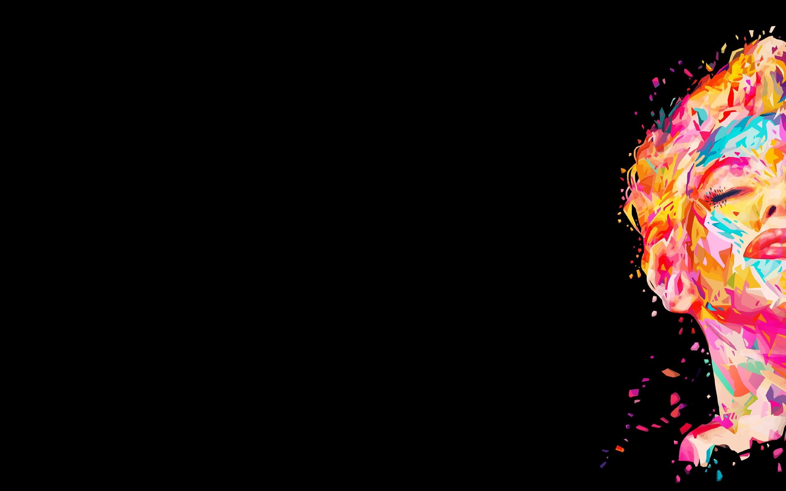 abstract, 2K, indoors, one person, cut out, copy space, colorful, Marilyn Monroe, close-up, face, costume, multi colored, studio shot, portrait, creativity, HD Wallpaper