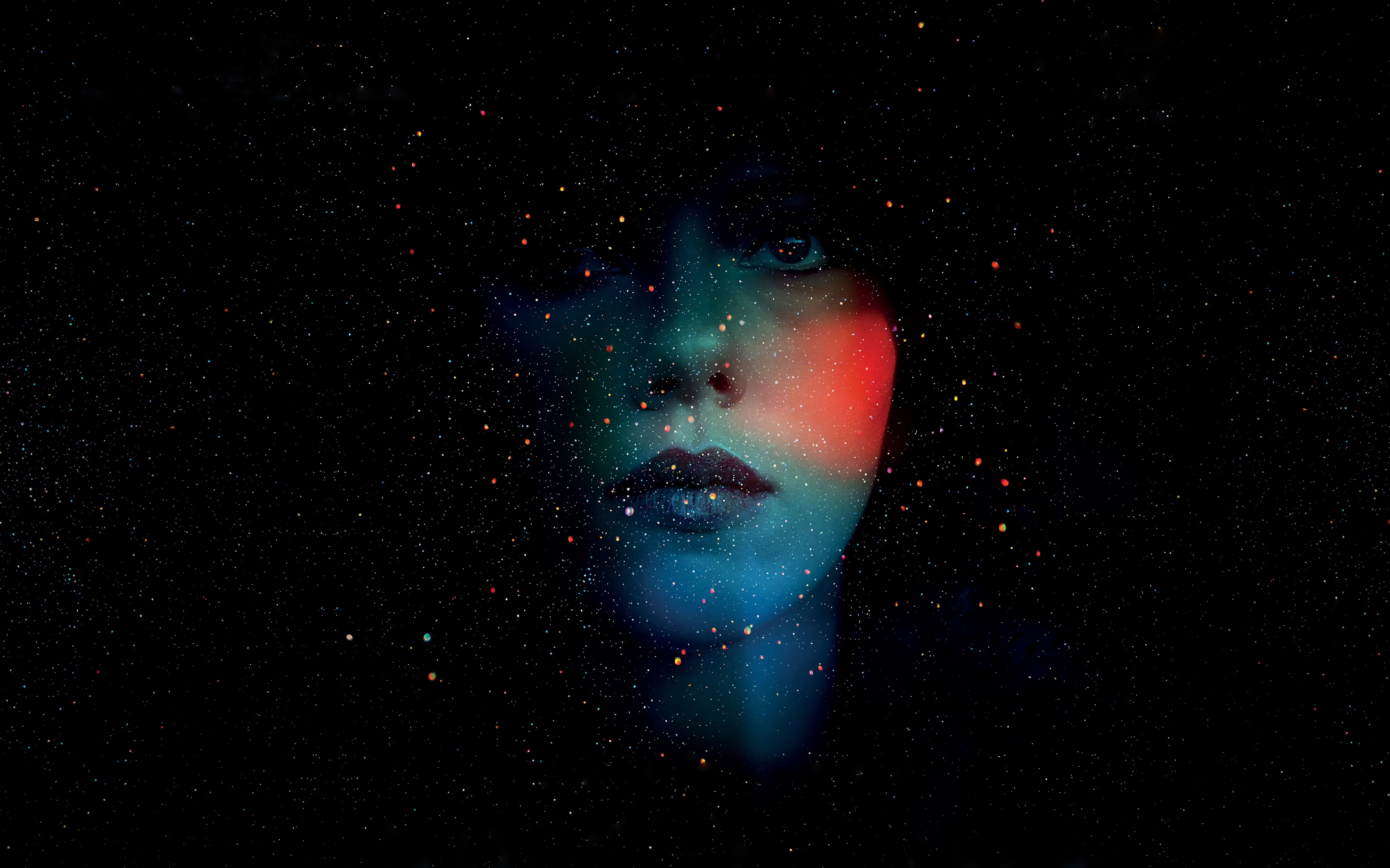 human body part, one Person, beautiful, black Background, beauty, star - Space, adult, front view, body part, sky, space, fantasy, dark, blue, HD Wallpaper
