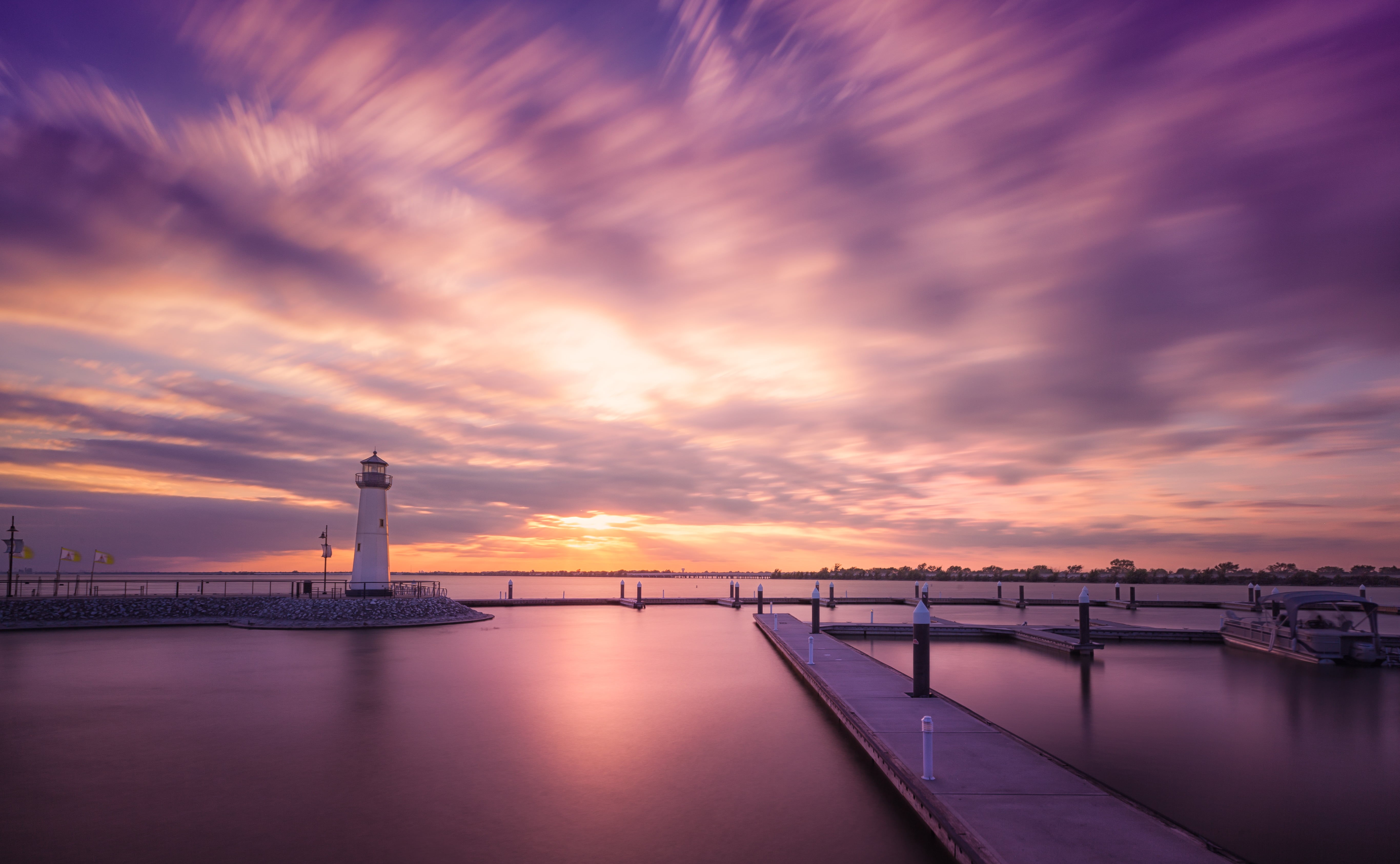 light, F/2, 5K, US, Water, Sunset, Sun, Purple, house, Harbor, United States, Nisi, bridge - Man Made Structure, dusk, Filters, river, Deck, photography, HD Wallpaper